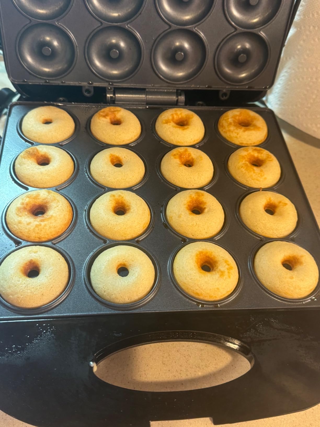 2026 Mini Donut Maker Machine for Home, Kid-Friendly 16-Hole Electric Doughnut and Pancake Maker with Non-Stick Surface, Ideal for Homemade Doughnuts (Black with Mini Oven Gloves & Brush) customer photo 2