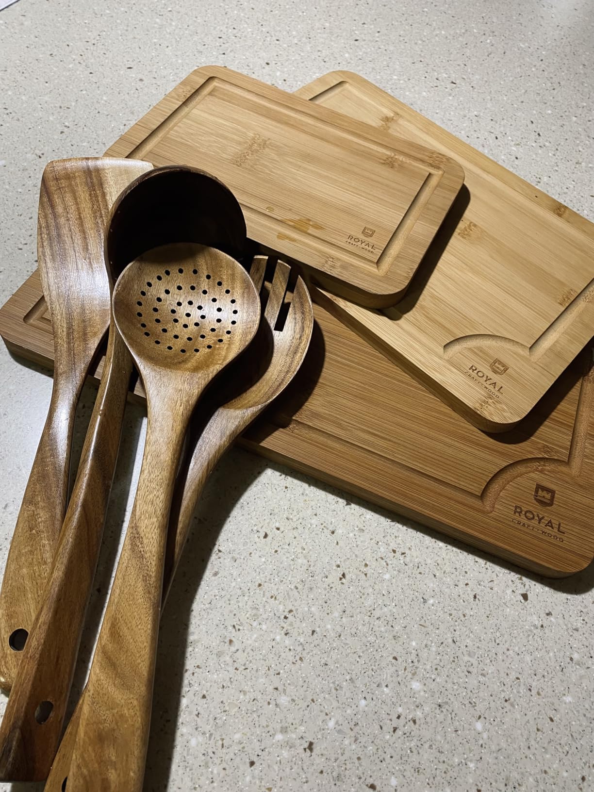 ROYAL CRAFT WOOD Wooden Cutting Boards for Kitchen Meal Prep and Serving - Bamboo Wood Serving Board Set with Deep Juice Groove Side Handles - Charcuterie and Chopping Butcher Block for Meat customer photo 2