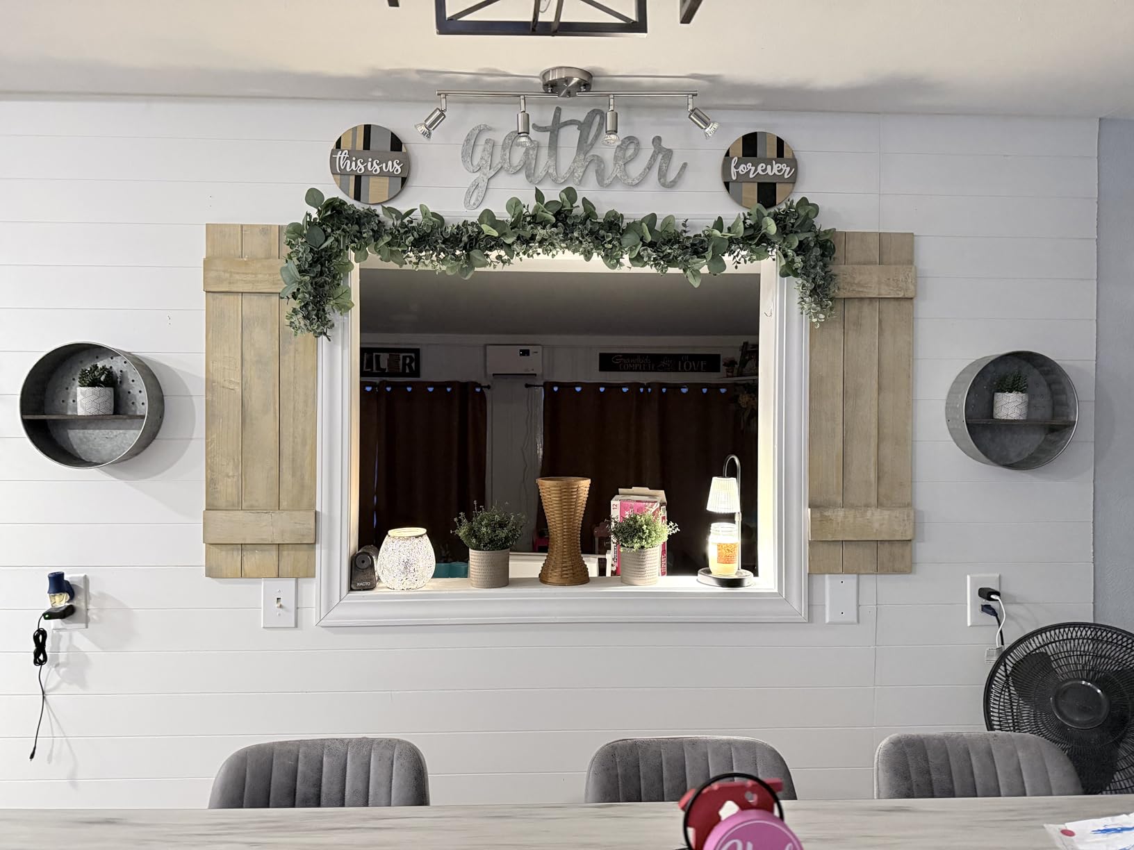 Giantex Set of 2 Shutters for Windows, Farmhouse Wall Decor, Paulownia Wood, Wall Mounted Hardware Included, Rustic Window Shutters for Outside Inside (Rustic Gray, 36'' x 13'') customer photo 1