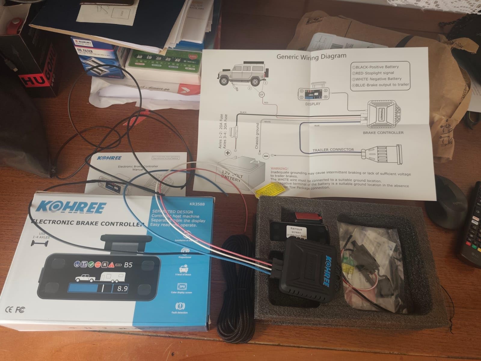 Kohree Upgraded Trailer Brake Controller Kit, Split Design, LCD Screen, Smart Chip, Proportional Braking, Electric Brake Controller for Trailers with 1-4 Axles customer photo 2