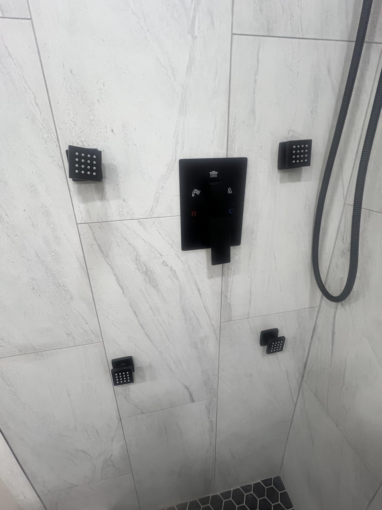 RUMOSE Rainfall Shower System with 4 Body Jets Wall Mounted 4 Mode Shower Faucet Set with 12 Inch Rain Shower Head and 2 in 1 Handheld Spray, Oil Rubbed Bronze Brass Shower Fixtures customer photo 1