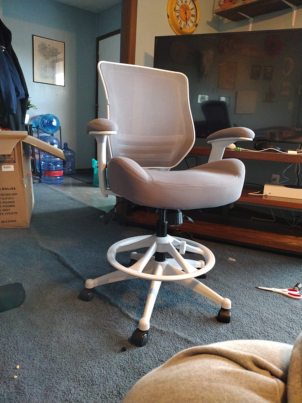 BOLISS 400lbs Ergonomic Office Drafting Chair Mid Mesh Back for Height Adjustable Desk 21inch Foot Ring Height Adjustable Armrest customer photo 1