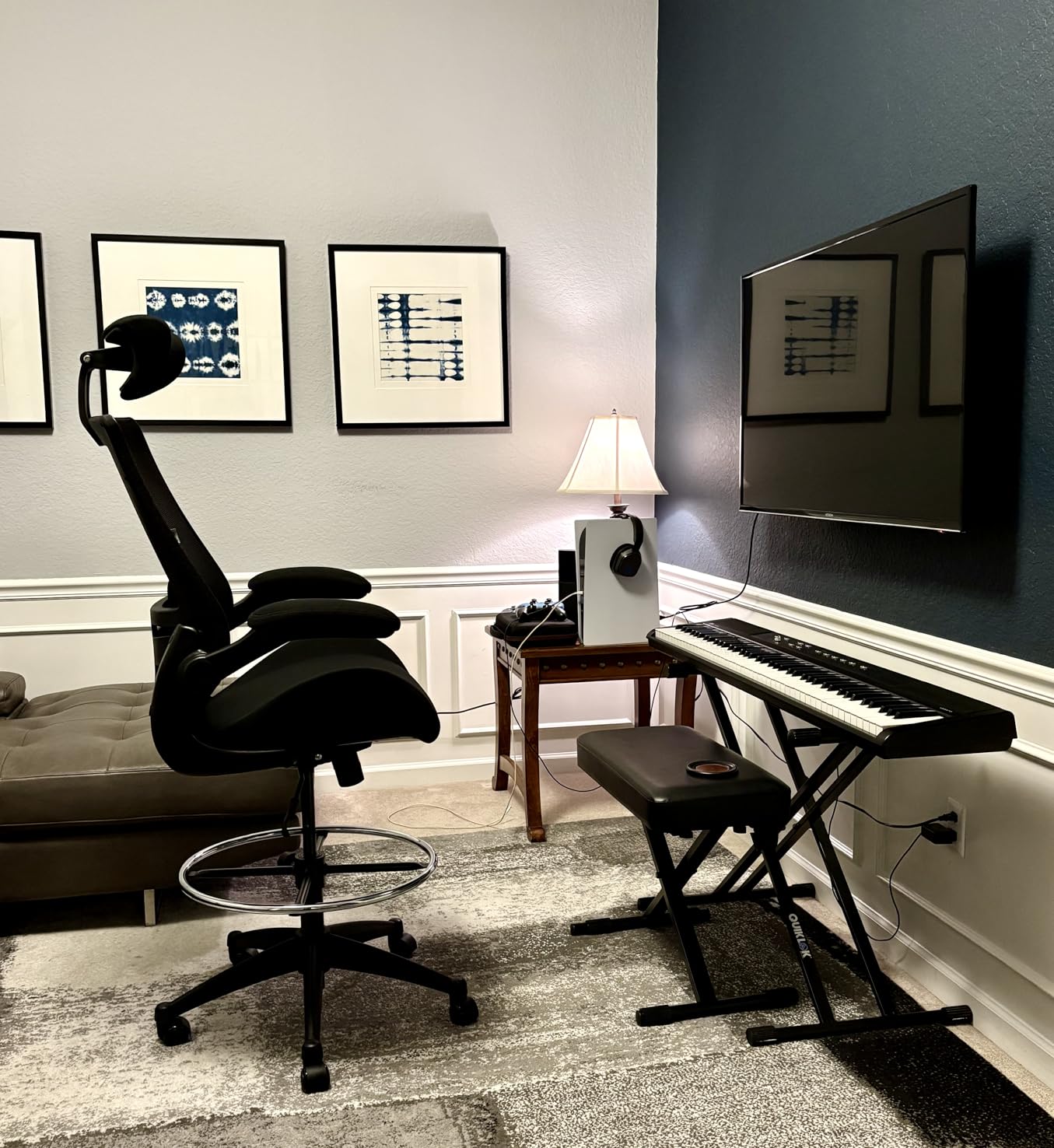 BOLISS Big and Tall Drafting Chair 400lbs - High Back Ergonomic Office Chair for Standing Desk with Double Thick Seat Cushion, Adjustable Foot Ring, Lumbar Support & Flip Up Armrests customer photo 2