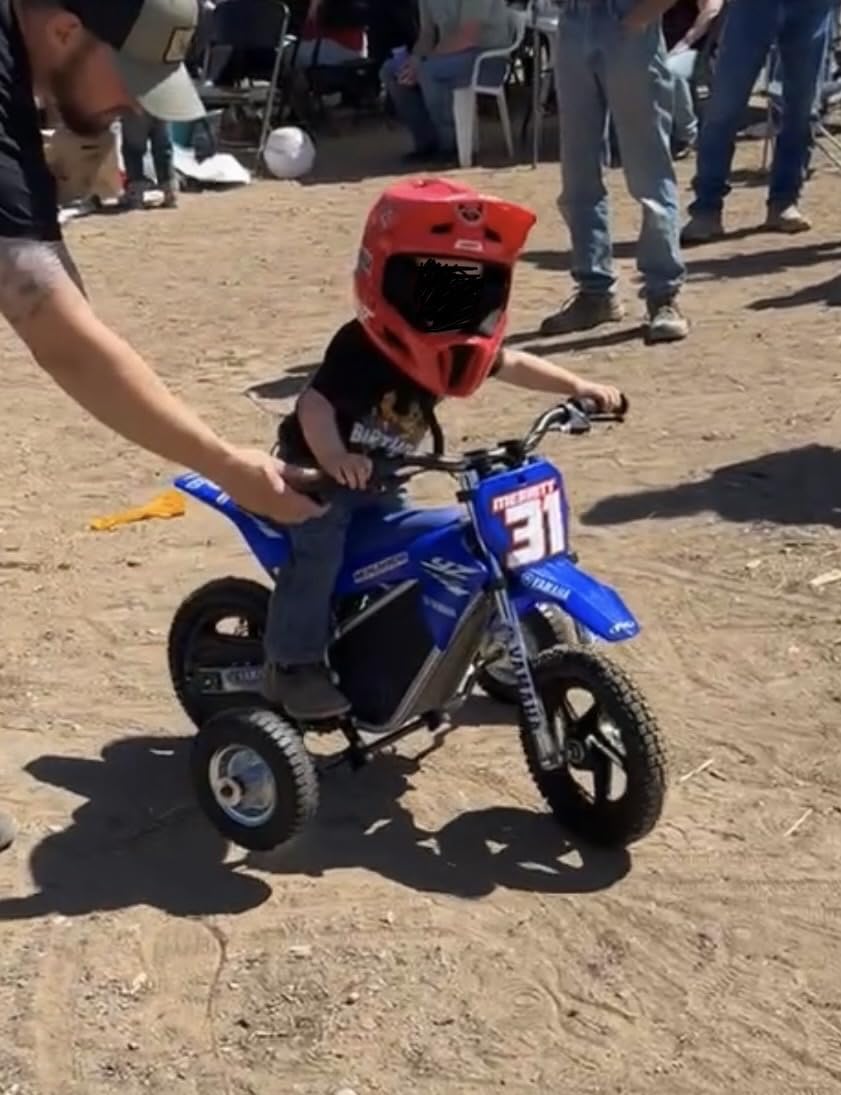 AIII 36V Electric Dirt Bike for Kids 4-8, High Performance 350W Racing Grade Motorcycle, Up to 18.6MPH, 3 Speed Settings, 14-Inch Off-Road Tires, Dual Disc Brakes & Advanced Shock Absorption, Red customer photo 1