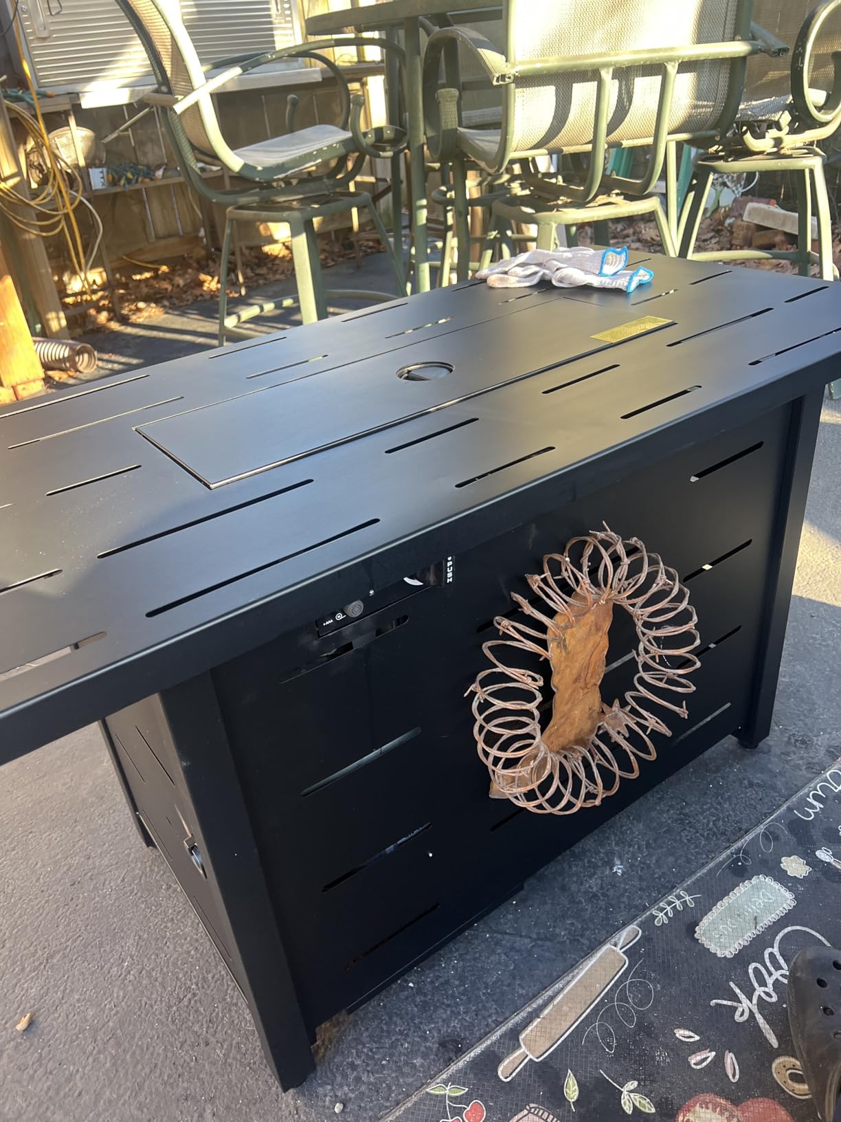 Walsunny 43 inch Outdoor Propane Fire Pit 50,000 BTU Gas Fire Pit Table with Lid, Waterproof Cover, Rectangle Gas Firepit Table customer photo 1