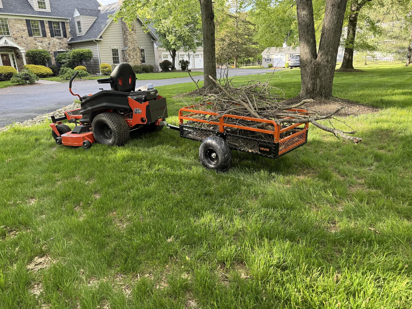 VEVOR ATV UTV Trailer Tow Behind Dump Cart, 1500lbs 15 Cubic Feet, Heavy Duty Yard Garden Trailer Pull Behind Dump Trailer for Lawn Mower Tractor customer photo 1