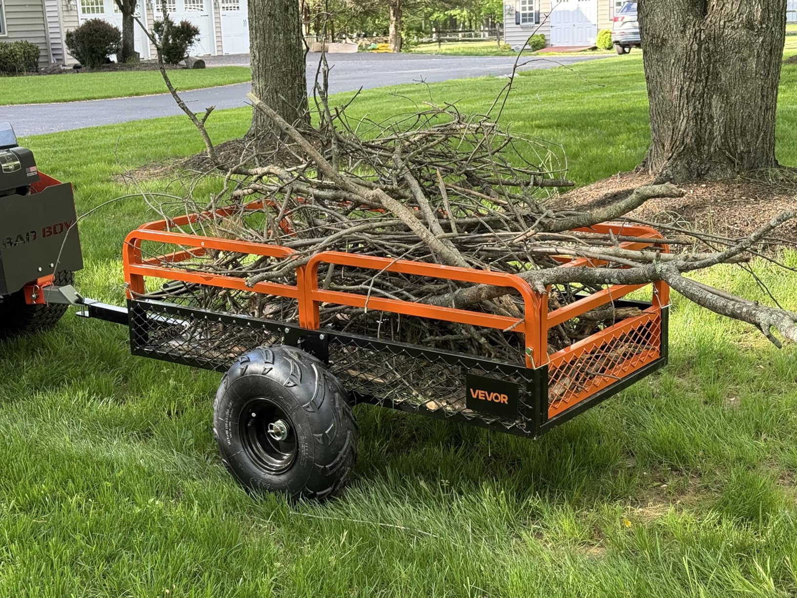 VEVOR ATV UTV Trailer Tow Behind Dump Cart, 1500lbs 15 Cubic Feet, Heavy Duty Yard Garden Trailer Pull Behind Dump Trailer for Lawn Mower Tractor customer photo 2