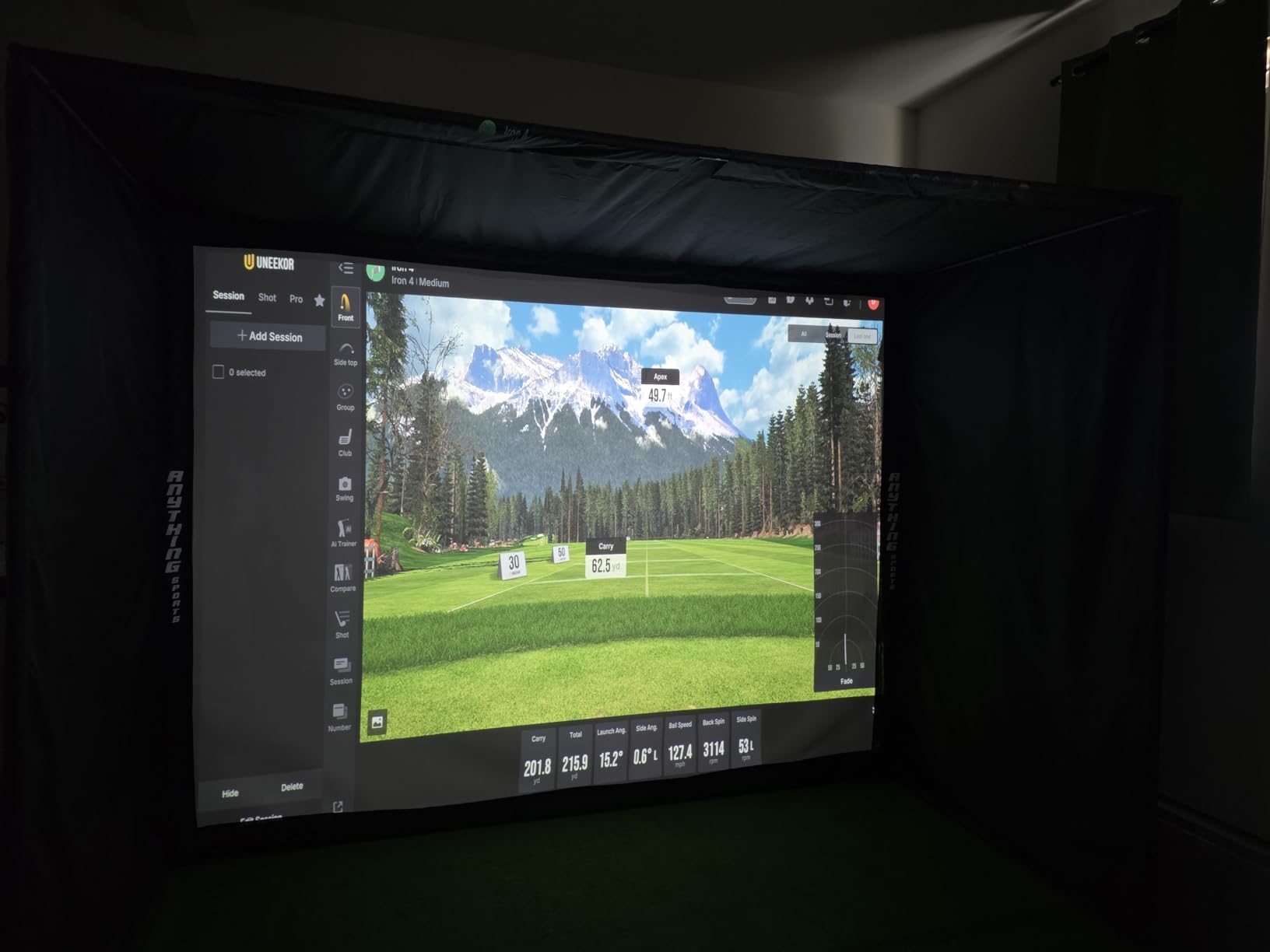 Complete Golf Simulator Enclosure Package - 4K-Ready Impact Screen with Blackout Cage, Projector Mount, Frame Poles, Side Shank Nets customer photo 1