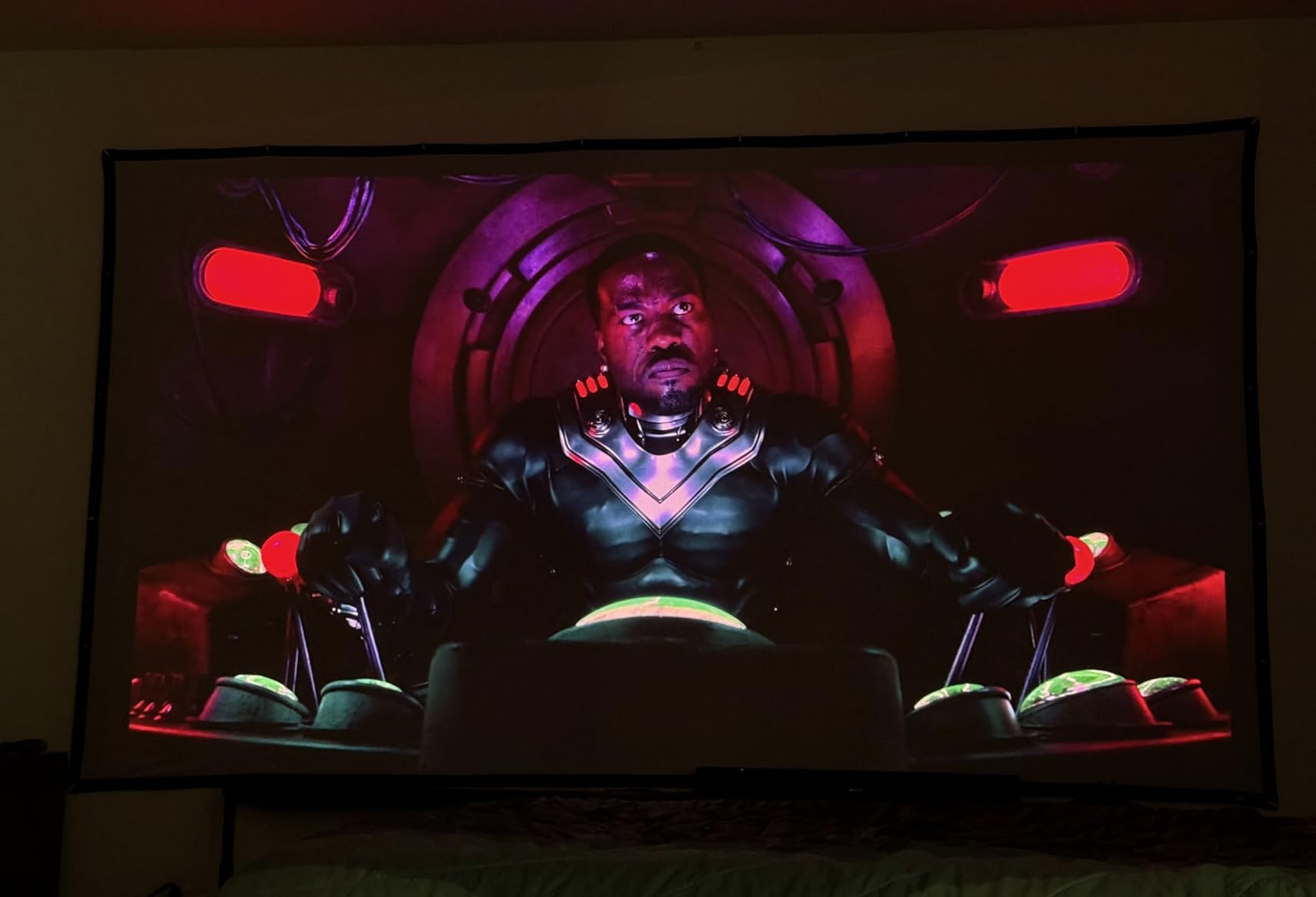 120 inch Projector Screen Upgraded- Black Backing, Straight Edges, Foldable, Washable and Wrinkle-Free - for Indoor Home Theater and Outdoor Cinema -White 16:9 by IOLIEO customer photo 1