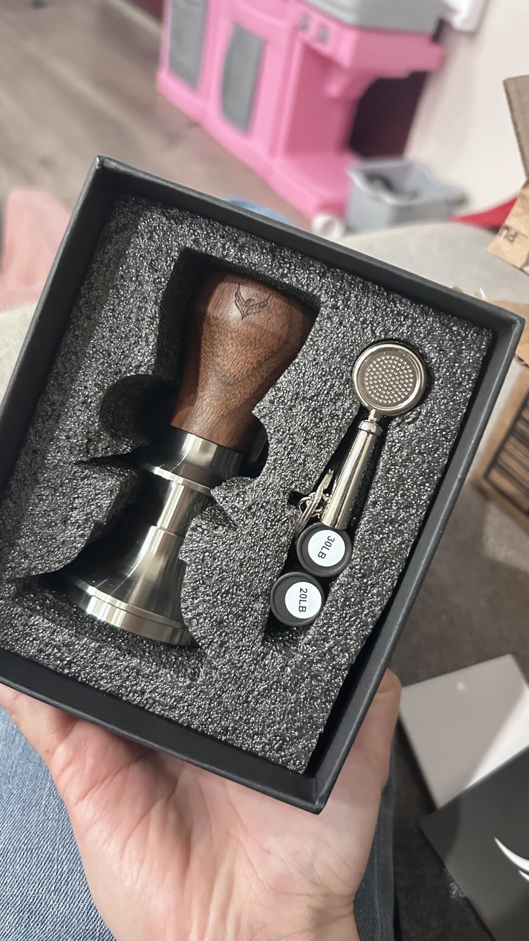 54mm Espresso Tamper For Breville Machines Calibrated Tamper Tool Espresso Walnut, Auto-Leveling and 30lb Spring Loaded Design Coffee Tamper With Stainless Steel 53.35mm Ripple Base customer photo 2