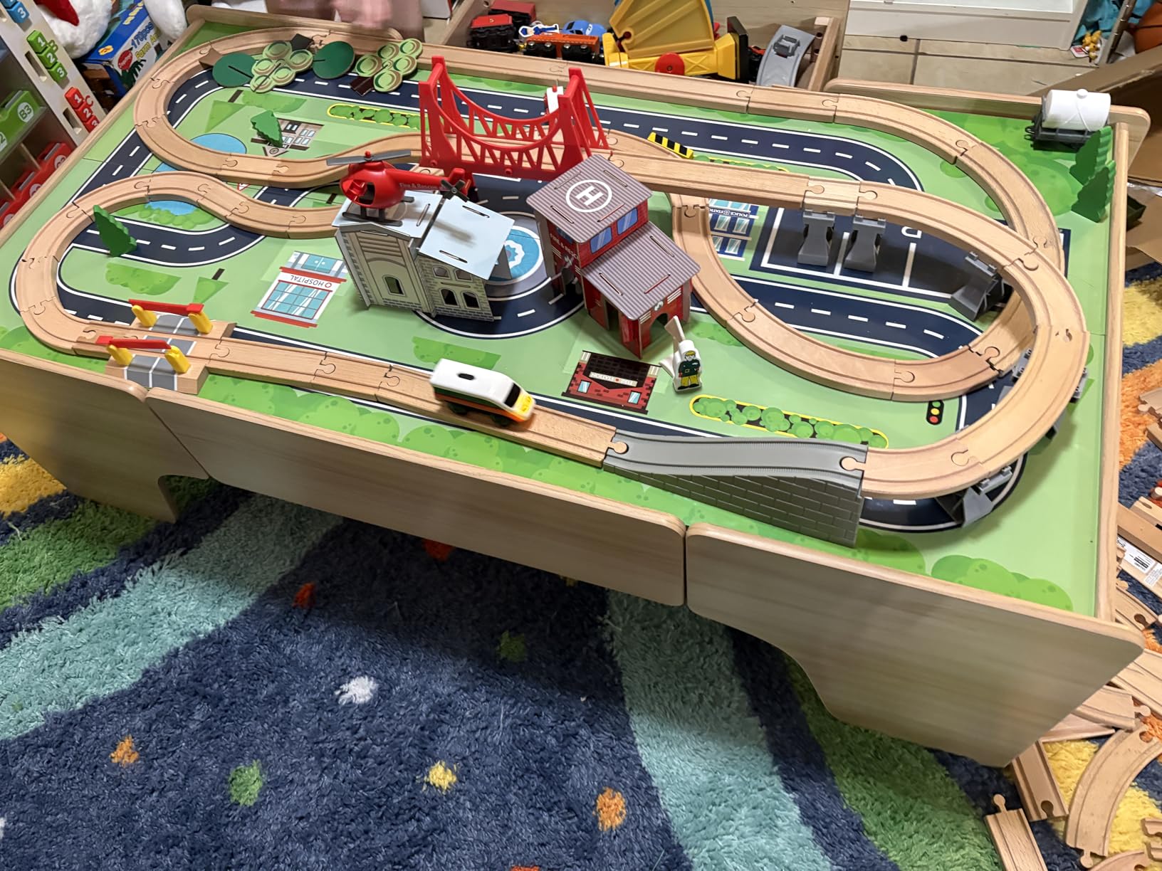 Best Choice Products Large 50in 70-Piece Train Table, Multipurpose Wooden Toy Activity Playset for Children w/Tracks, Reversible Top - Walnut customer photo 1