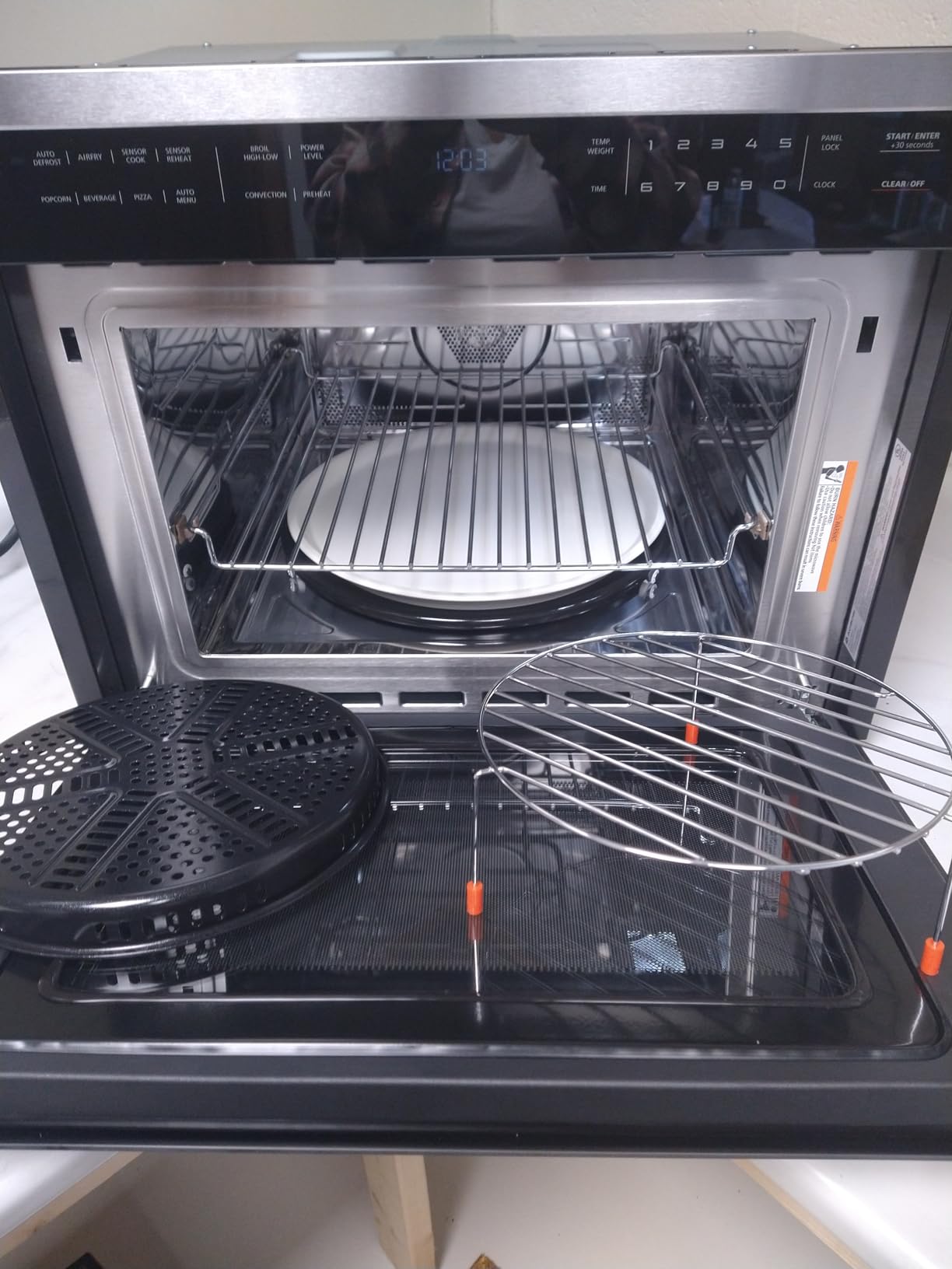 AAOBOSI 24 Inch Built in Microwave Convection Oven, 1.6 Cu.Ft Wall Microwave Ovens Air Fryer Combos, 1000Watt Power Sensor & Auto Cook, 12 Cooking Modes, Drop Down Door, Stainless Steel customer photo 2