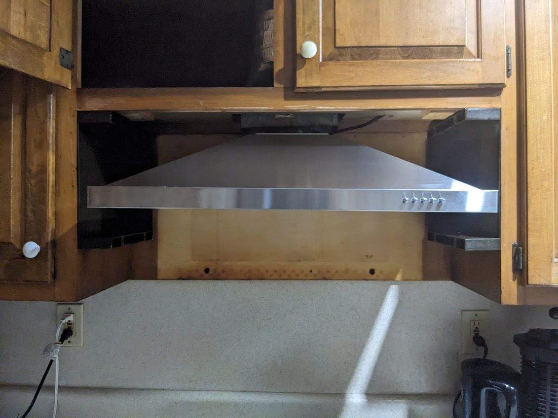 Tiesay Wall Mount Range Hood 36 inch with Ducted/Ductless Convertible Duct, Kitchen Hood Stainless Steel Chimney-Style Over Stove Vent Hood with LED Light, 3 Speed Exhaust Fan, 450 CFM customer photo 2
