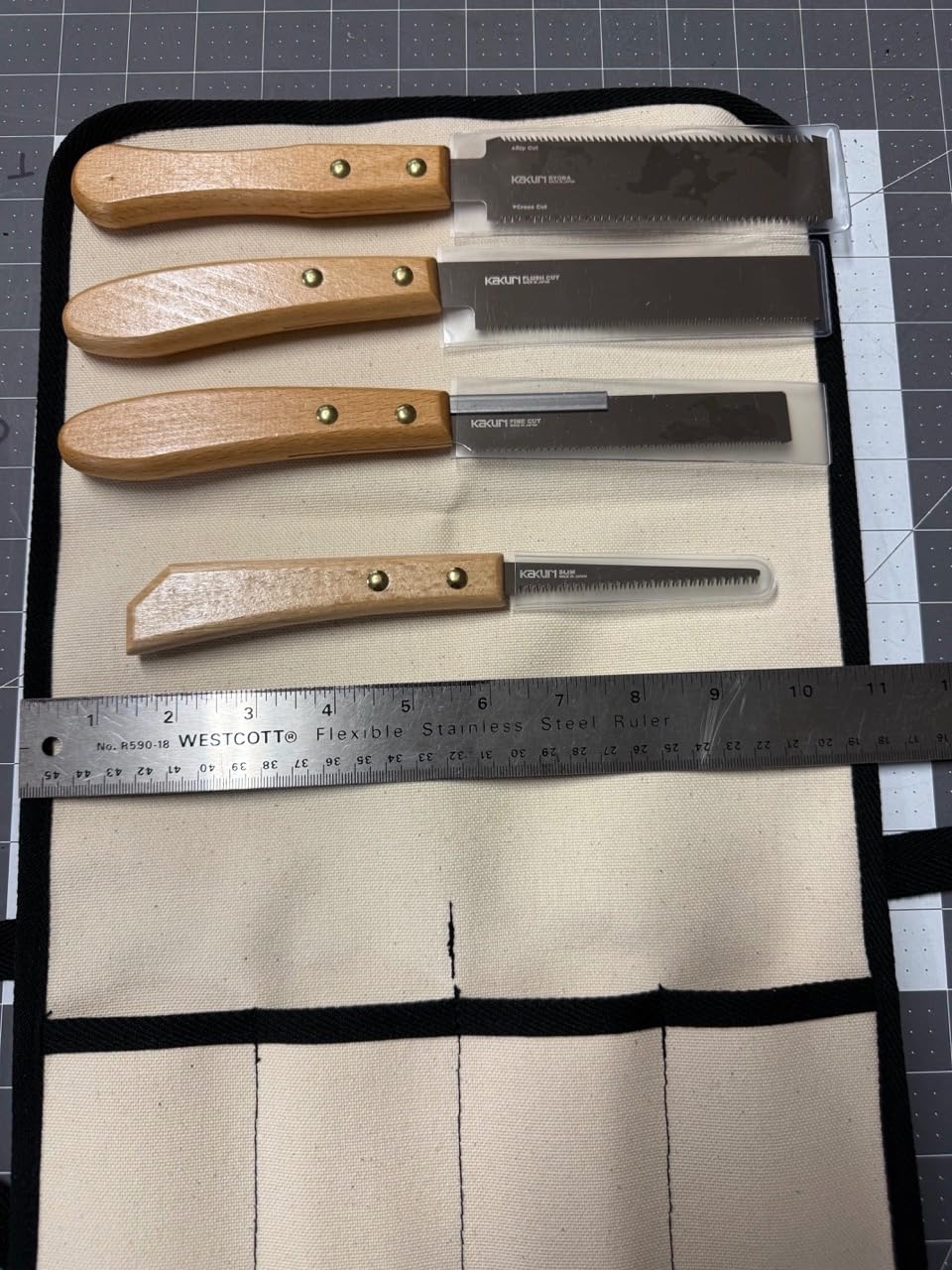 KAKURI Mini Japanese Pull Saw Set with Carrying Case - Ryoba 5