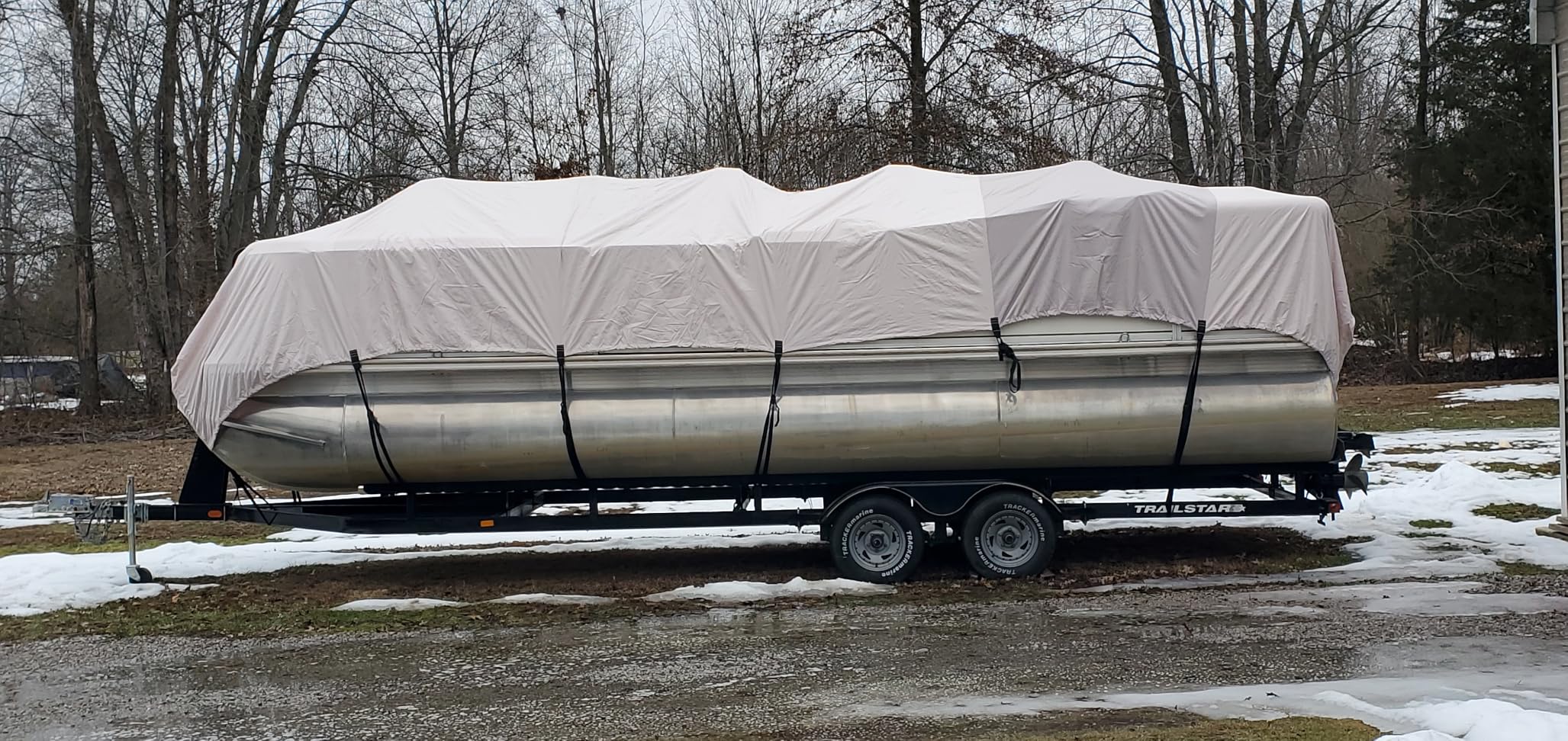5-Ply 1600D+1200D Pontoon Boat Cover - Fully Waterproof & Ultra-Durable Tear-Resistant, 17'-20' Length, Up to 102