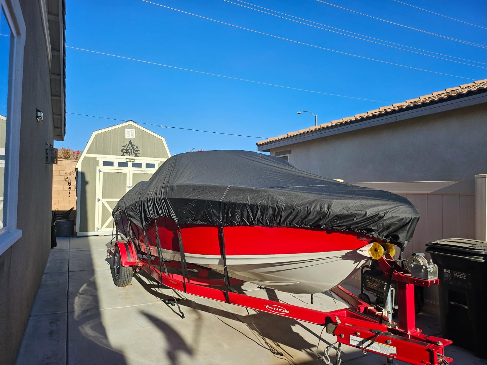 5-Ply 1600D+1200D Pontoon Boat Cover - Fully Waterproof & Ultra-Durable Tear-Resistant, 17'-20' Length, Up to 102