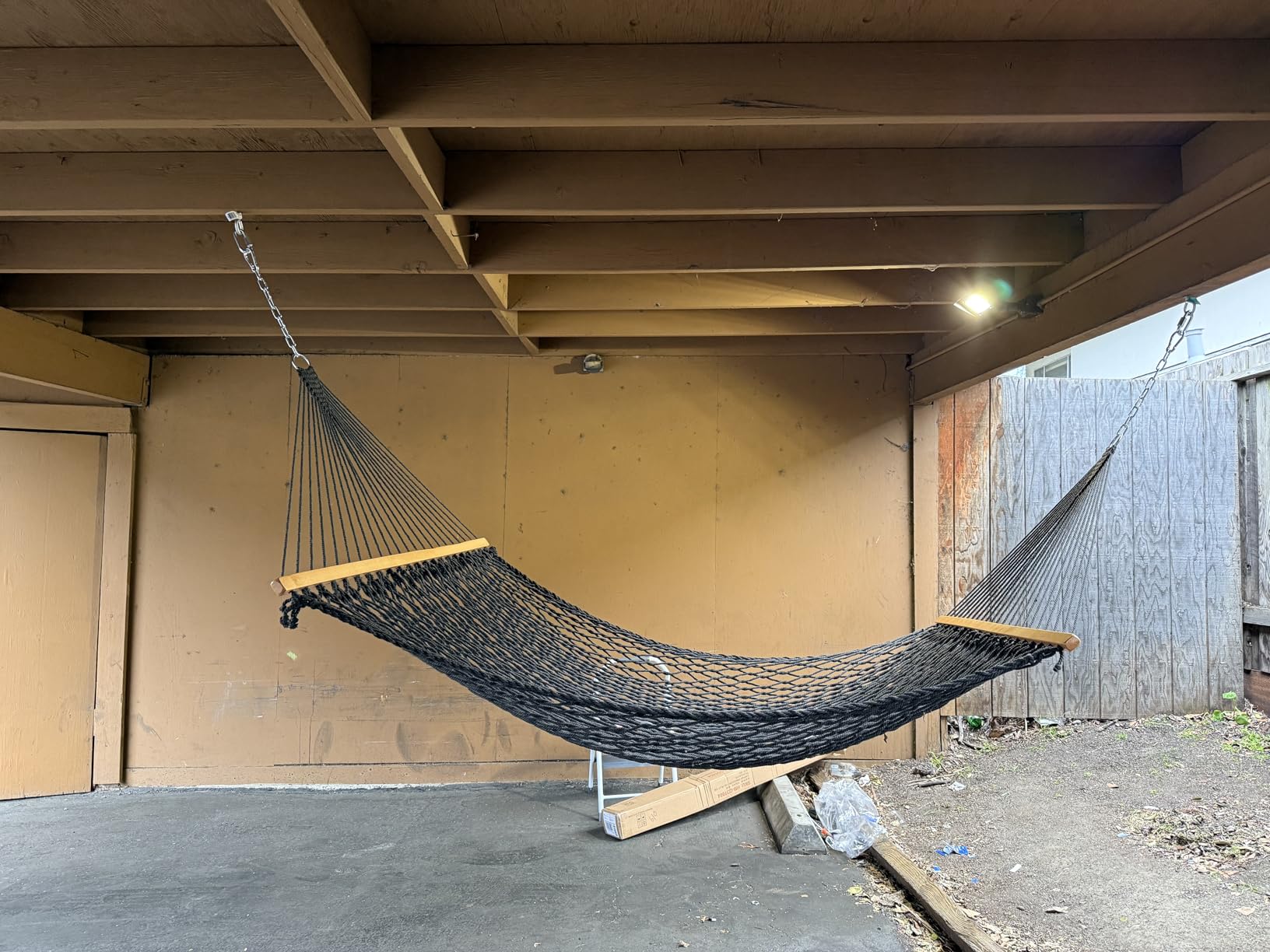 Lazy Daze Hammocks Double Rope Hammock, 2 Person Traditional Outdoor Hand Woven Cotton Rope Hammock with Spreader Bar, Carabiners, Tree Straps, Chains for Patio Yard customer photo 1