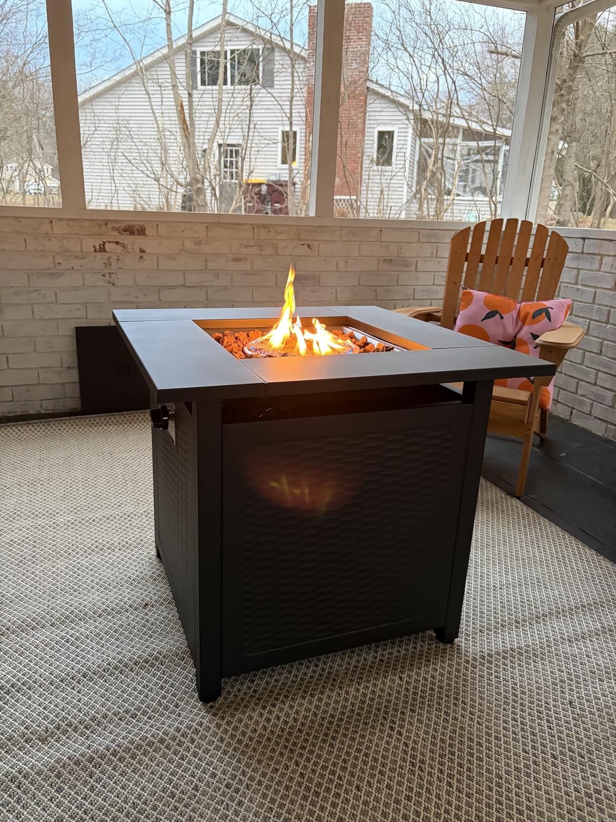 Hykolity 42 Inch Gas Fire Pit Table, 60,000 BTU Propane Pits for Outside with Steel Lid and Waterproof Cover customer photo 1
