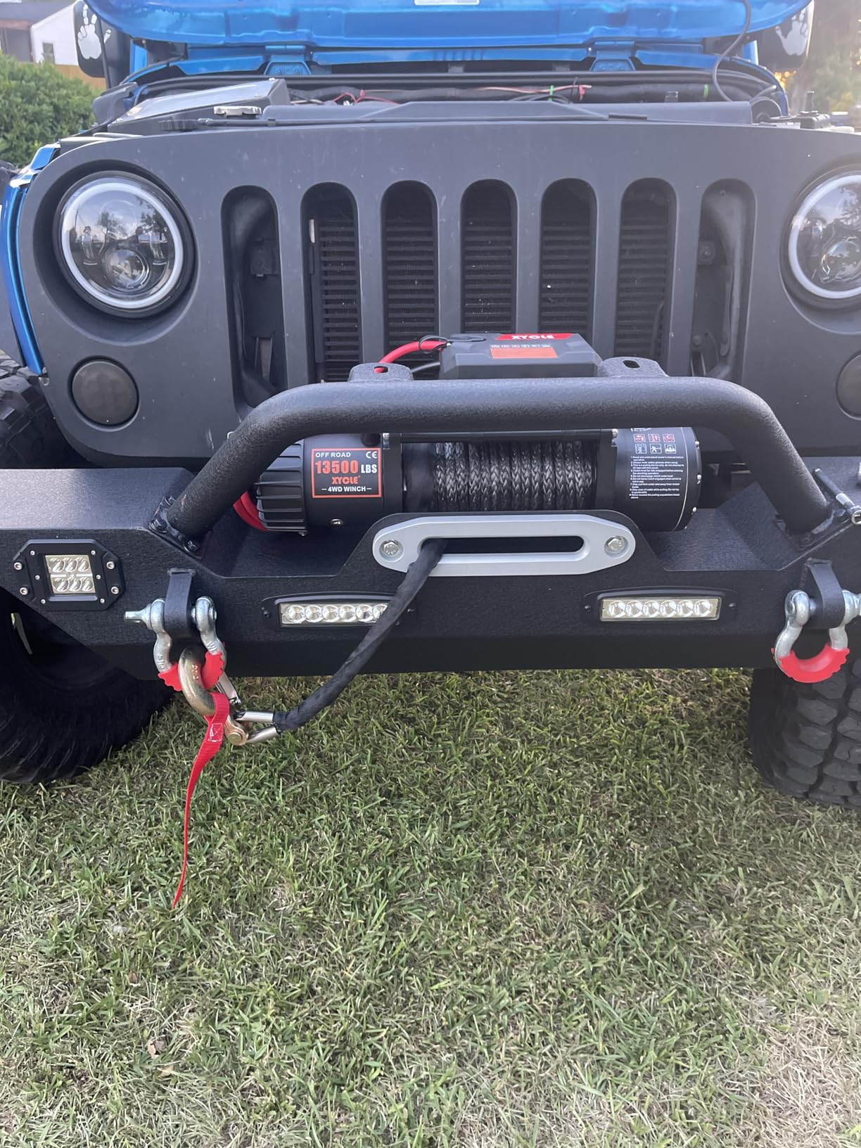 Winch 13500lbs 12V Waterproof Electric Winch Synthetic Rope Truck Winch Towing Winch Boat Trailer Winch SUV 4-Wheel Drive Off-Road Vehicle with Remote Control 3/8 Synthetic Rope (Black) customer photo 1