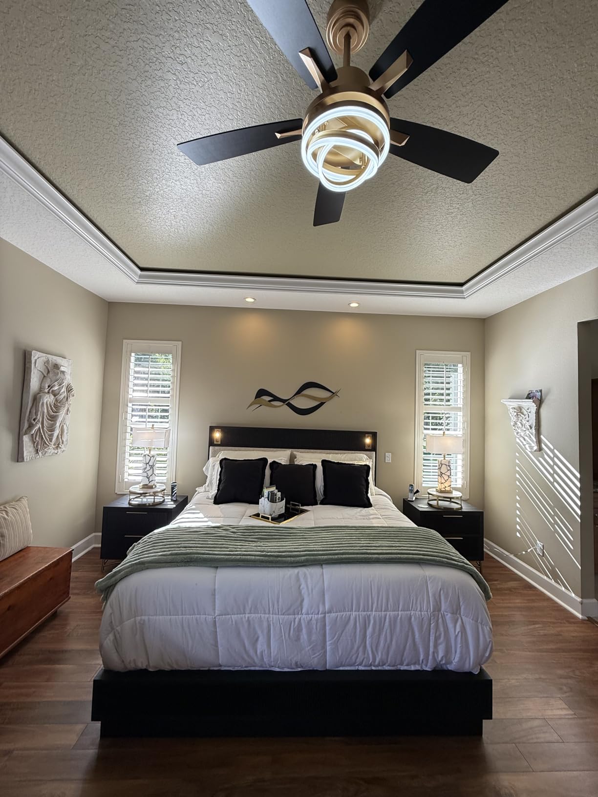 72 Inch Modern Large Ceiling Fans with Lights and Remote Reversible Quiet DC Motor 6 Speed Silver LED Chandelier Ceiling Fans for Living Room Bedroom Kitchen customer photo 1