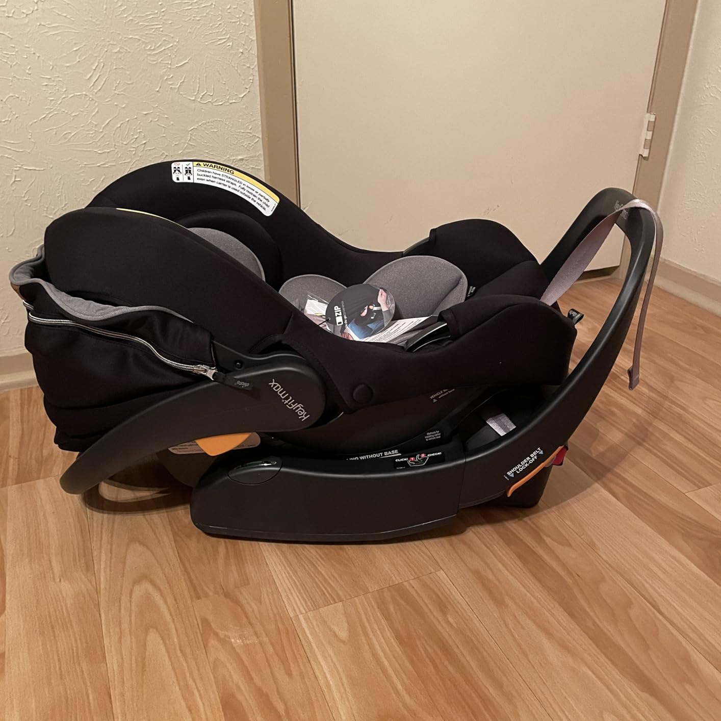 Chicco KeyFit Max ClearTex Infant Car Seat and Base, Rear-Facing Seat for Infants 4-30 lbs., Infant Head and Body Support, Compatible with Chicco Strollers, Legend/Black customer photo 2