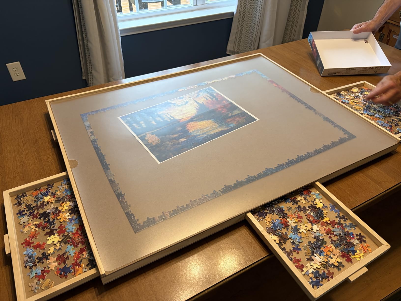 Beyond Innoventions 2000 Piece Wooden Jigsaw Puzzle Board - 6 Drawers, Rotating Puzzle Table | 41.5