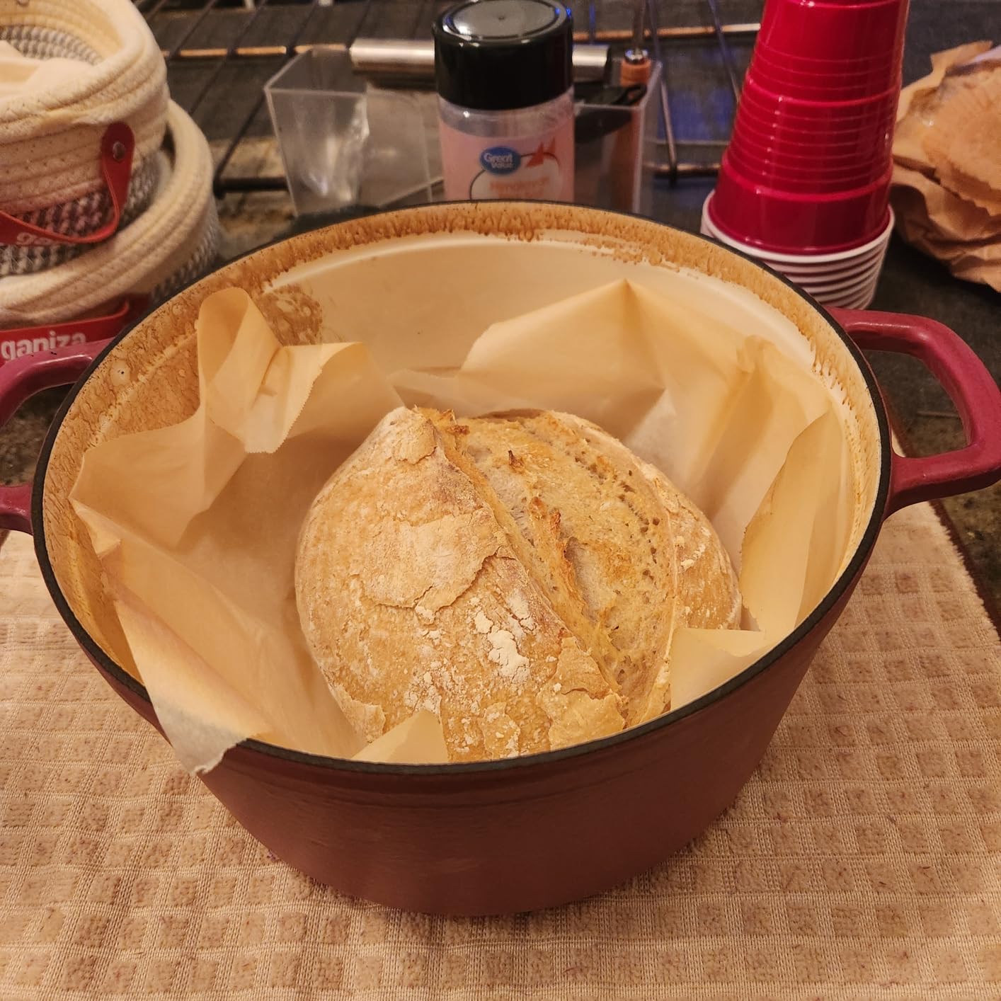 CAROTE 5QT Enameled Cast Iron Dutch Oven Pot with Lid, Heavy-Duty Dutch Oven for Sourdough Bread Baking, Braising, Stews, Roasting, Healthy & Non-Toxic, Dual Handles, All Stovetop Compatible, Oven Safe up to 500° F, Red customer photo 1