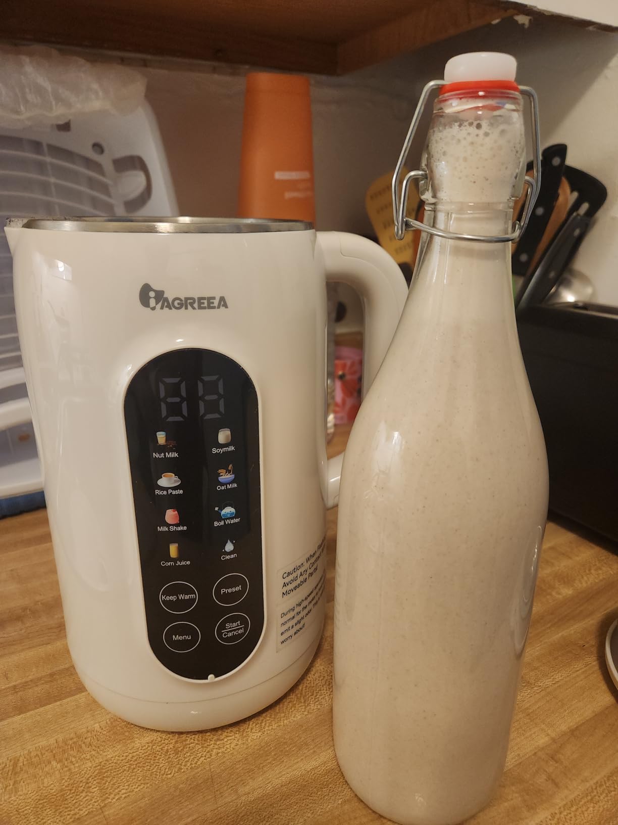 IAGREEA 10-in-1 Nut Milk Maker Machine 304 Stainless Steel Lid BPA Free, 35oz Soy Milk Maker for Homemade Milkshake/Nut/Oat/Plant-Based Drink, 10 Blades Blenders with Delay Start/Boil Water/Self Clean customer photo 1