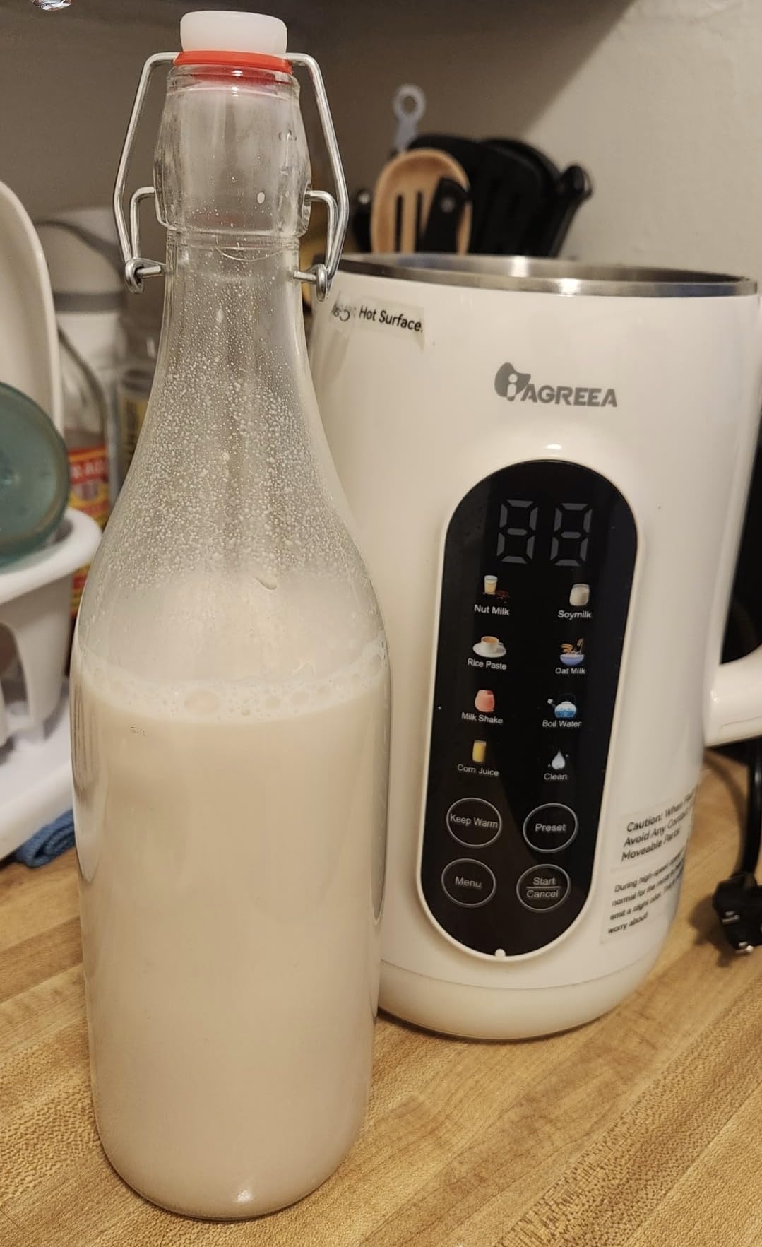 IAGREEA 10-in-1 Nut Milk Maker Machine 304 Stainless Steel Lid BPA Free, 35oz Soy Milk Maker for Homemade Milkshake/Nut/Oat/Plant-Based Drink, 10 Blades Blenders with Delay Start/Boil Water/Self Clean customer photo 2