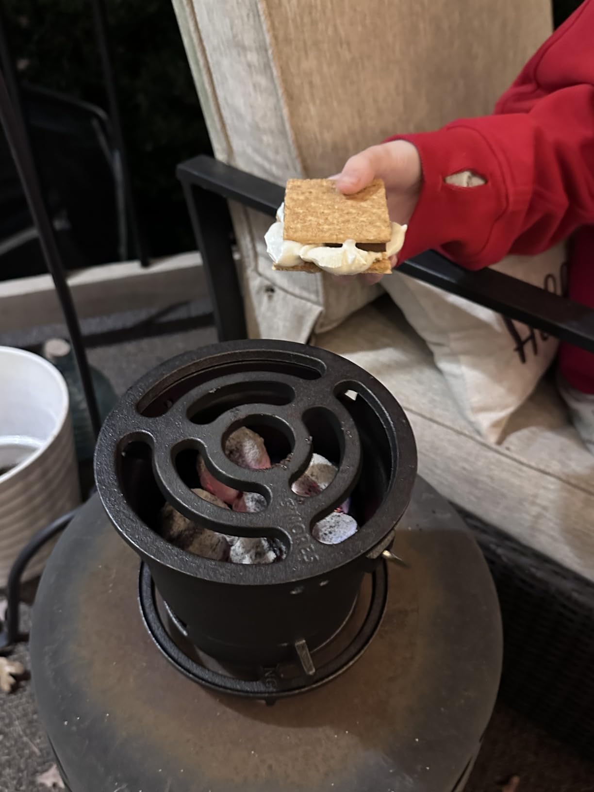 2-in-1 Hibachi Grill Outdoor, Pre-Seasoned Cast Iron, Tabletop MINI Portable Charcoal Grill for Camping - w/Draft Door, 2PCS Grates 6.3 in customer photo 1