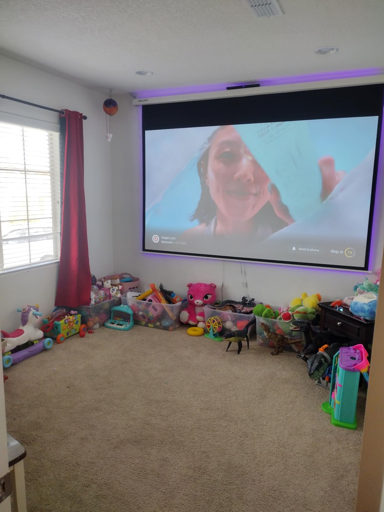 WASJOYE Motorised Projector Screen 120