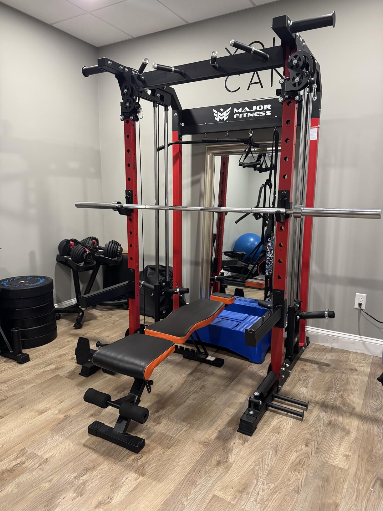 MAJOR FITNESS F22 Power Rack, 1600lbs All-in-One Squat Rack with Dual Pulley System, Heavy-Duty Steel Frame customer photo 1