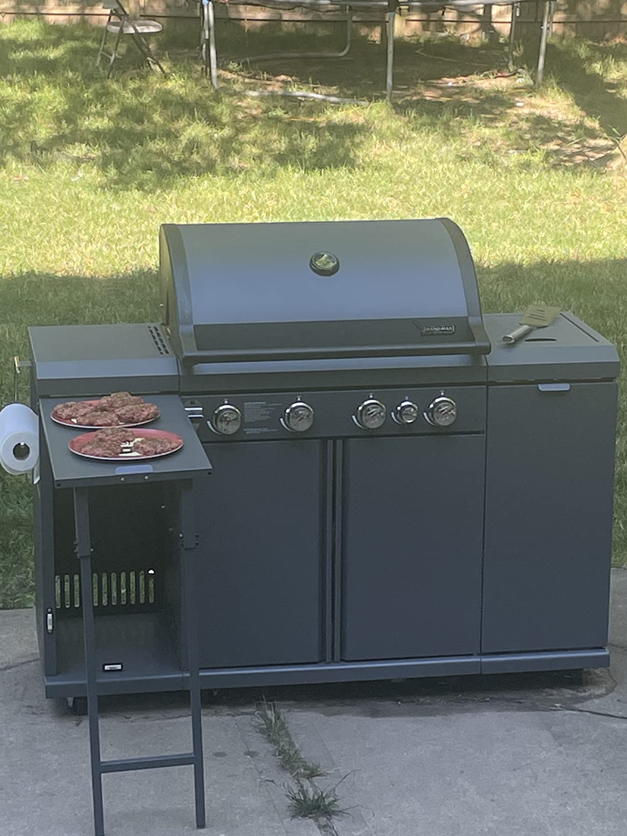 Brand-Man Propane Gas Grill Island Outdoor Kitchen & Storage Cabinets, 52000 BTUs Stainless Steel Burner Patio Cooking BBQ Grill with Side Burner - Natural Gas Convertible, Black (5 Burner) customer photo 1
