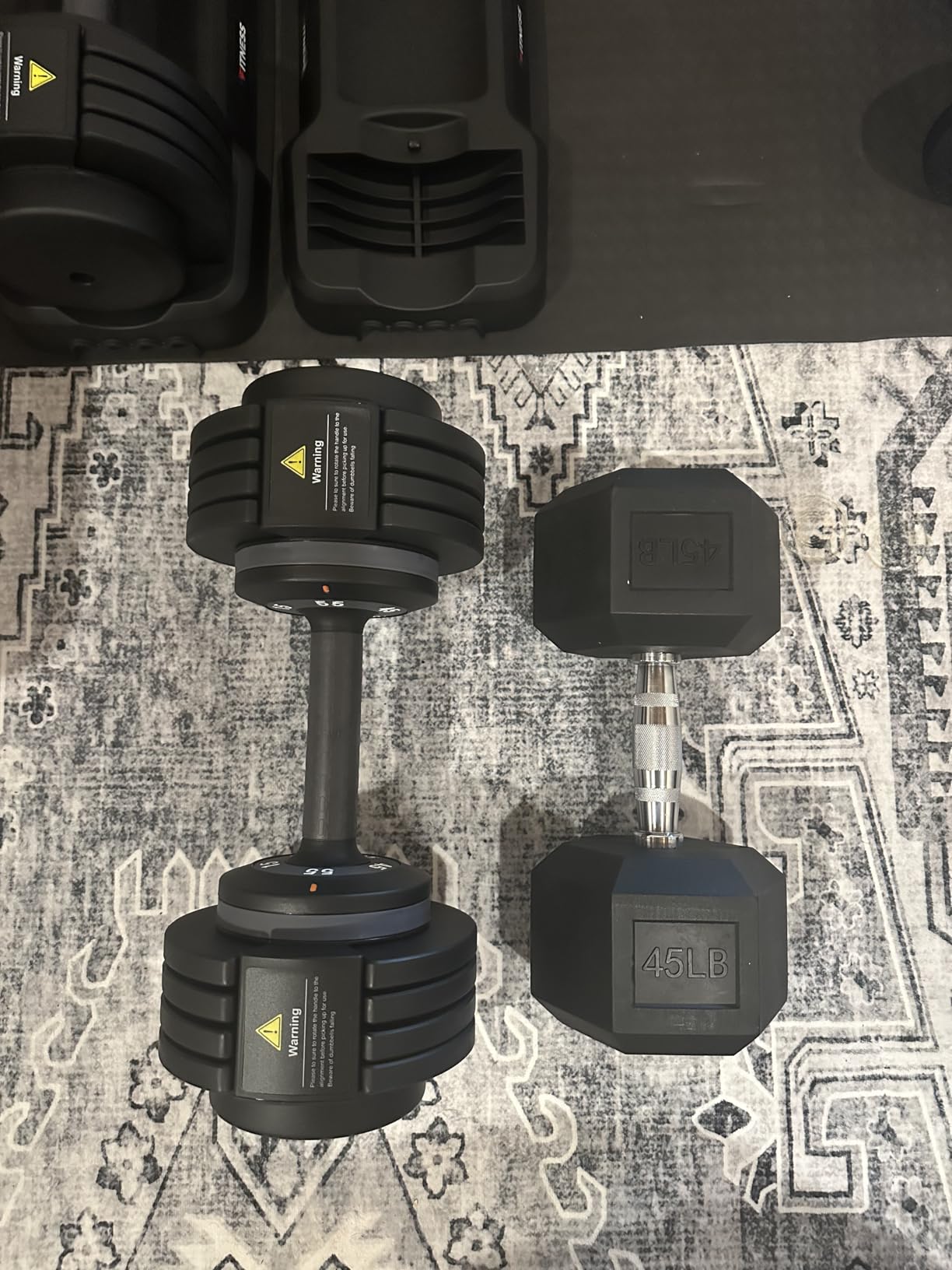 Rendpas Adjustable Dumbbells Set of 2, 5-in-1/10-in-1/16-in/1 Quick-Lock Hand Weights 25/55/80 lbs Pair, Anti-Slip Handle Free Weights Set in Home Gym for Men and Women customer photo 1