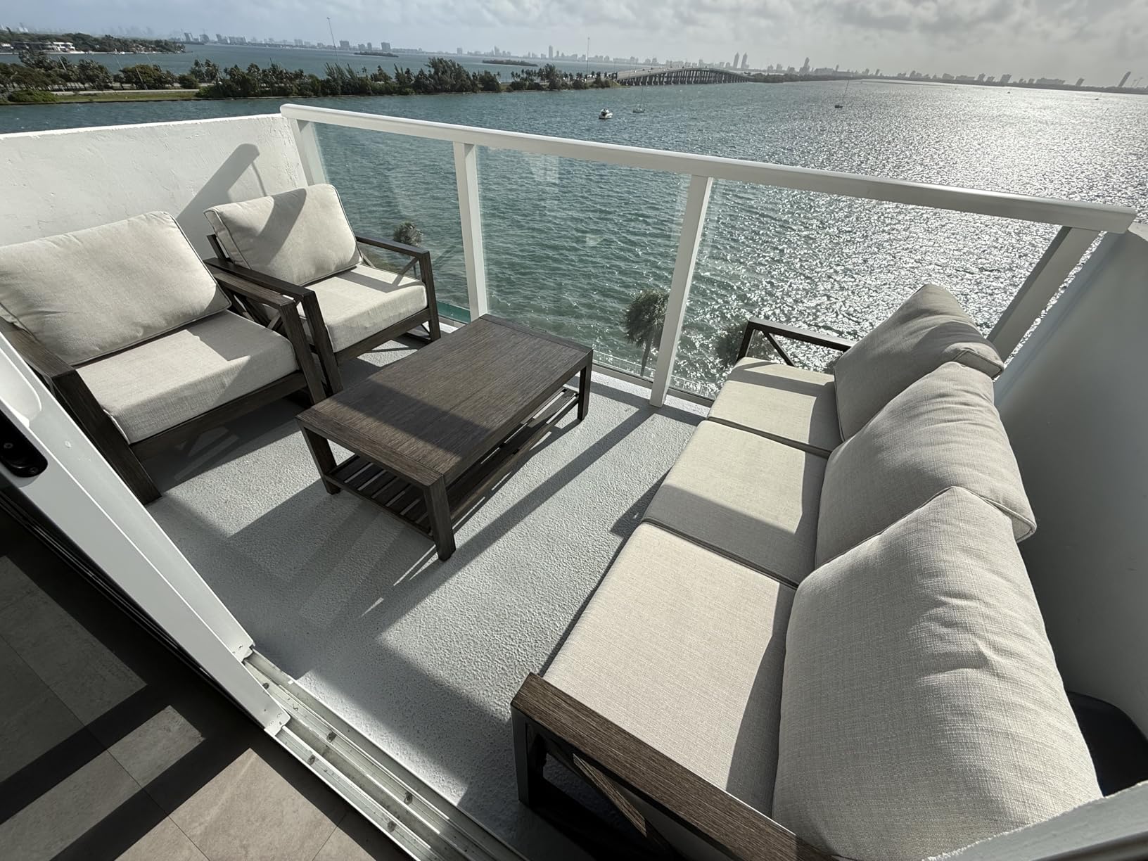 UDPATIO Aluminum Patio Furniture Set, Faux Wood Grain Modern Outdoor Furniture, 6