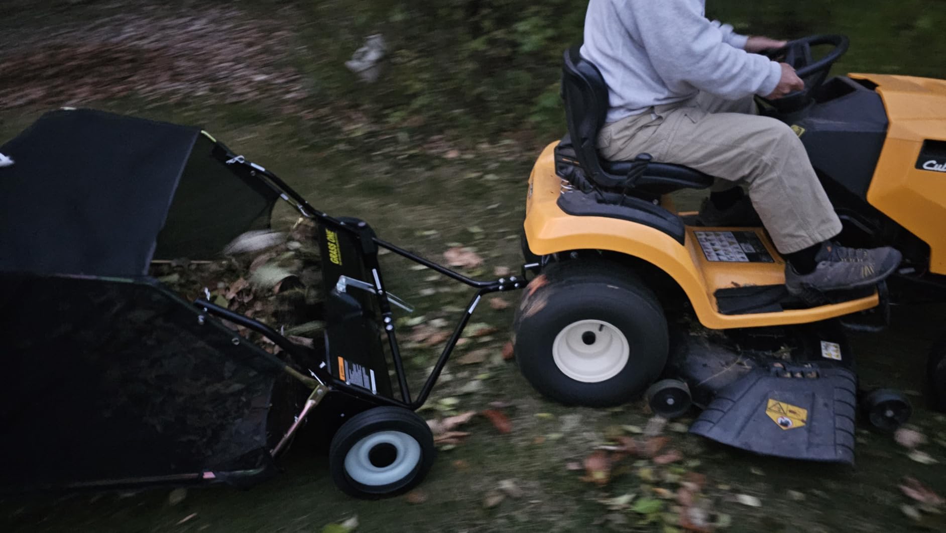 44 Inch Tow-Behind Lawn Sweeper with 25 Cu.Ft Hopper Bag, Adjustable Brush Height & Easy Dump-from-Seat customer photo 1