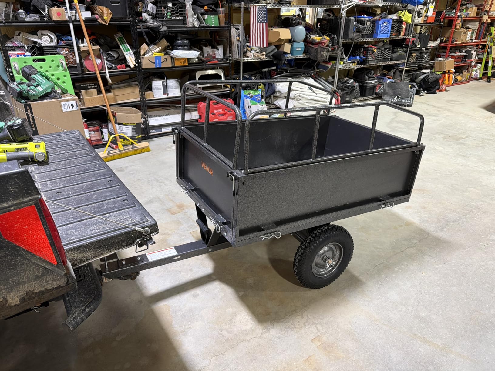 VEVOR Heavy Duty ATV Trailer Tow Behind Dump Cart, 17 Cu.Ft. 600lbs Capacity, Pull Behind Steel Yard Wagon Dump Trailer for Tractor Lawn Mower Garden with 16in Tires customer photo 2