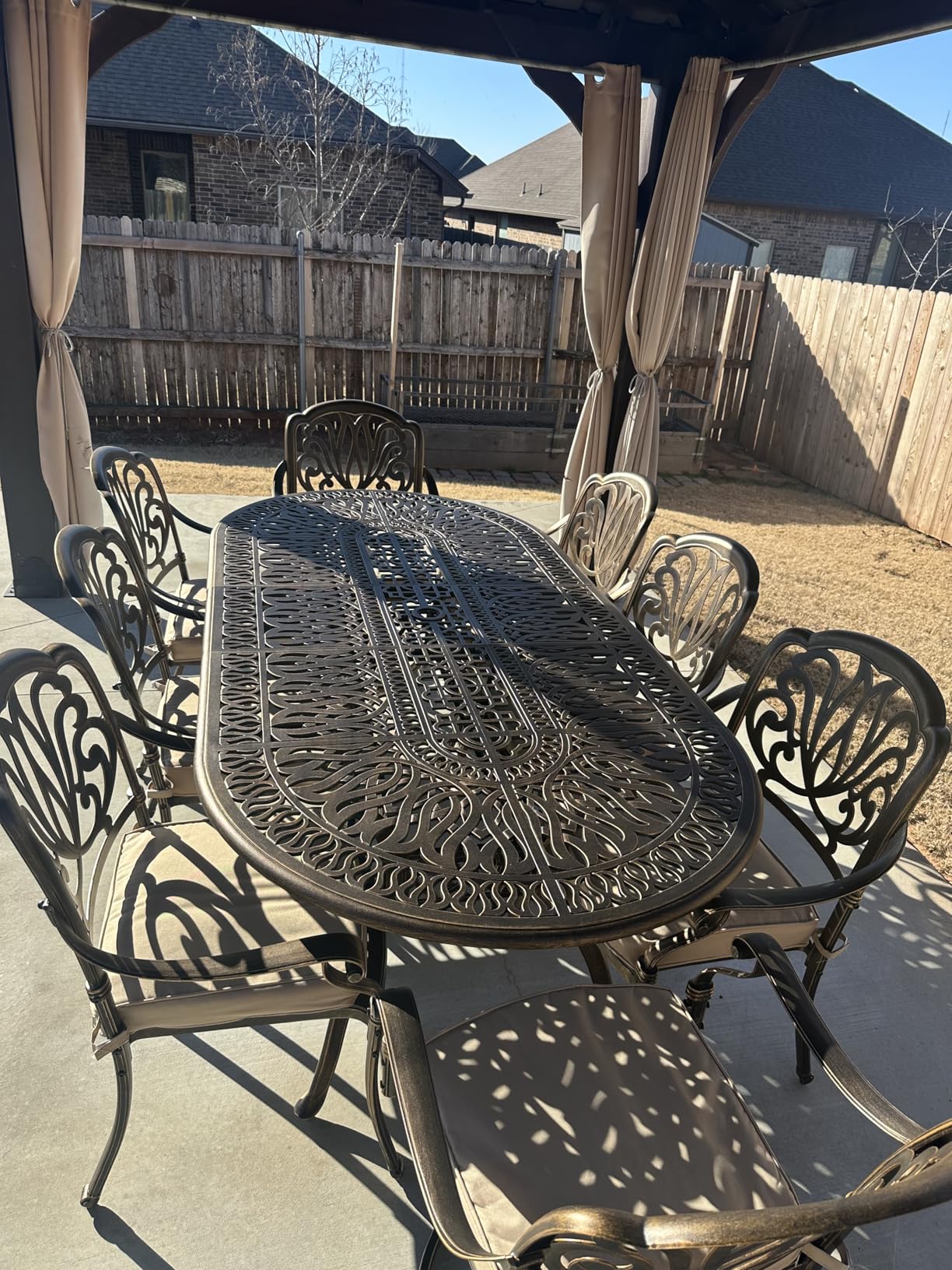 7-Piece Cast Aluminum Patio Furniture, Outdoor Dining Sets for 6 Include 54