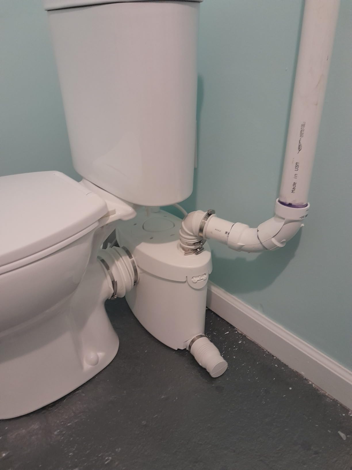 Simple Project Macerating Toilet System with 4-Inlet, Upflush Toilet for Basement, Powerful 1.6GPF Flush & Quiet 500W Macerator Pump System customer photo 2