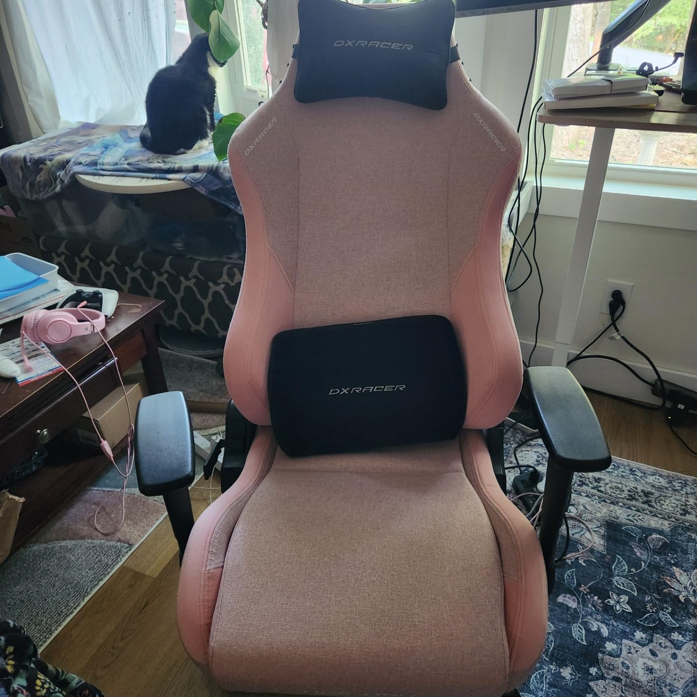 DXRacer Drifting L Ergonomic Video Gaming Chair with Lumbar Support and Headrest, Office Reclining Computer Chair for Adults, Racing Style Height Adjustable (EPU Leatherette, Black Blue) customer photo 2