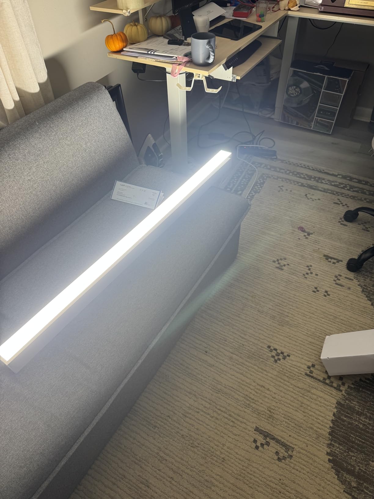 5570 4-FT Linear LED Light, 2.4G Remote Control Linear Pendant Light Fixture. Adjustable Color Temperature of 3000-6000K, Suitable for Offices, Stores, Schools, corridors, White customer photo 1