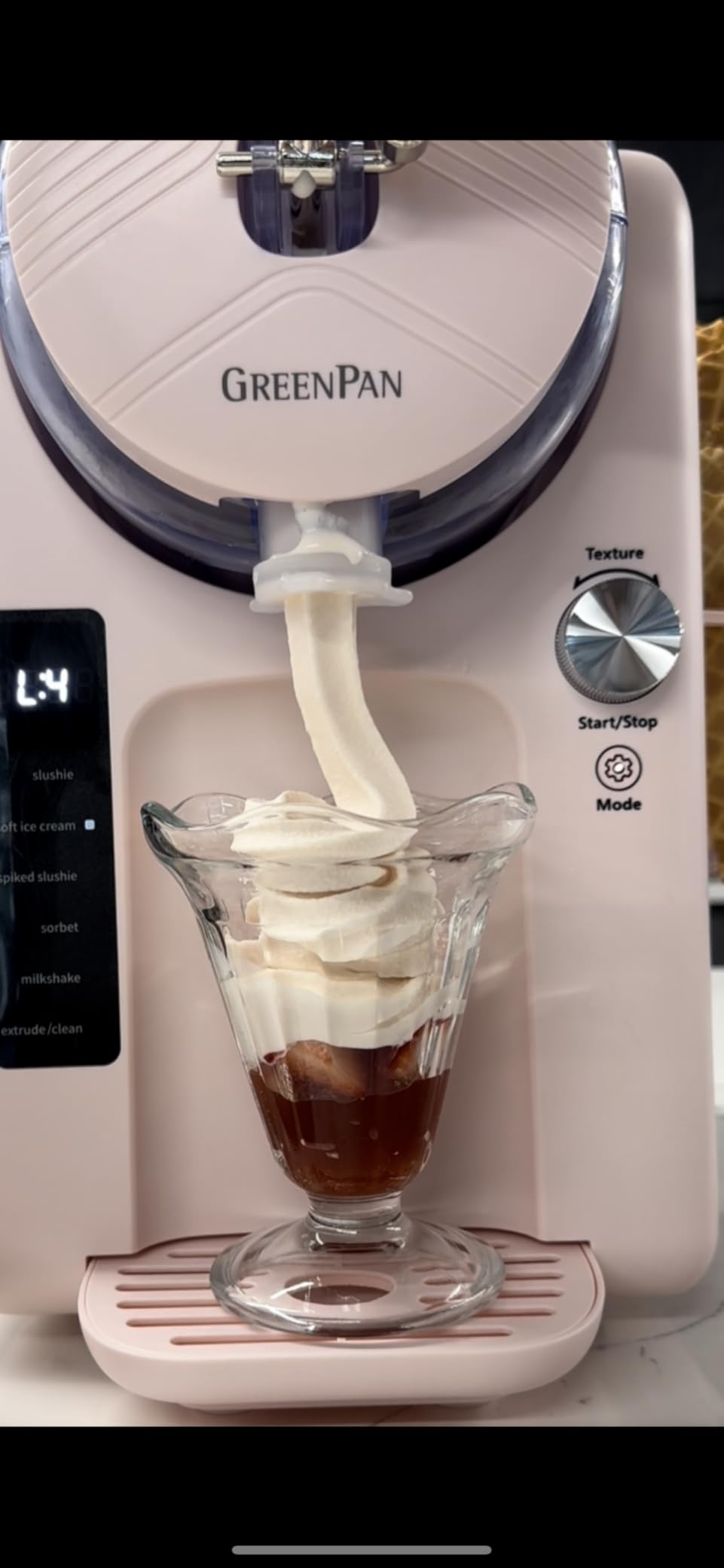 GreenPan Frost Ice Cream Maker & Slushie Machine, Soft Serve, Sorbet, Margaritas, Milkshakes, Frozen Yogurt, No Pre-Freezing, Ready in 15 Mins, 6 Modes, 7 Textures, Self-Cleaning, Family Size, Gray customer photo 2