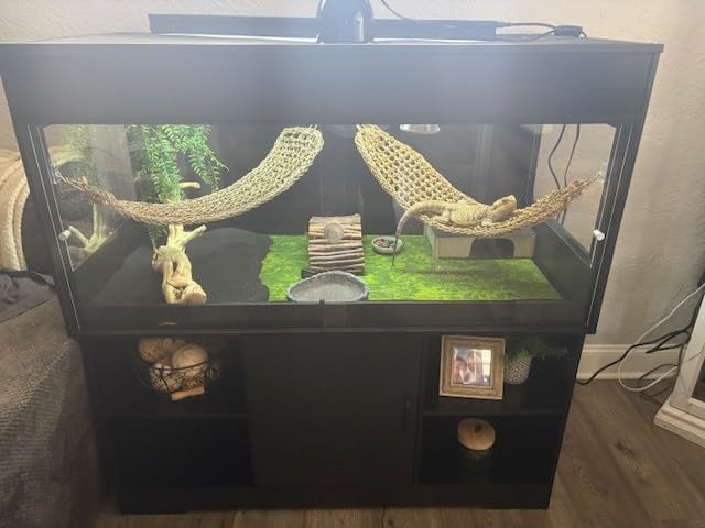 Herture 40 Gallon Reptile Terrarium Tank with Storage Cabinet, Reptile Tank with Stand, for Leopard Geckos, Corn Snakes, Juvenile Pets, Sliding Acrylic Doors, Mesh Top, Power Outlet, Black PX03RTB customer photo 2