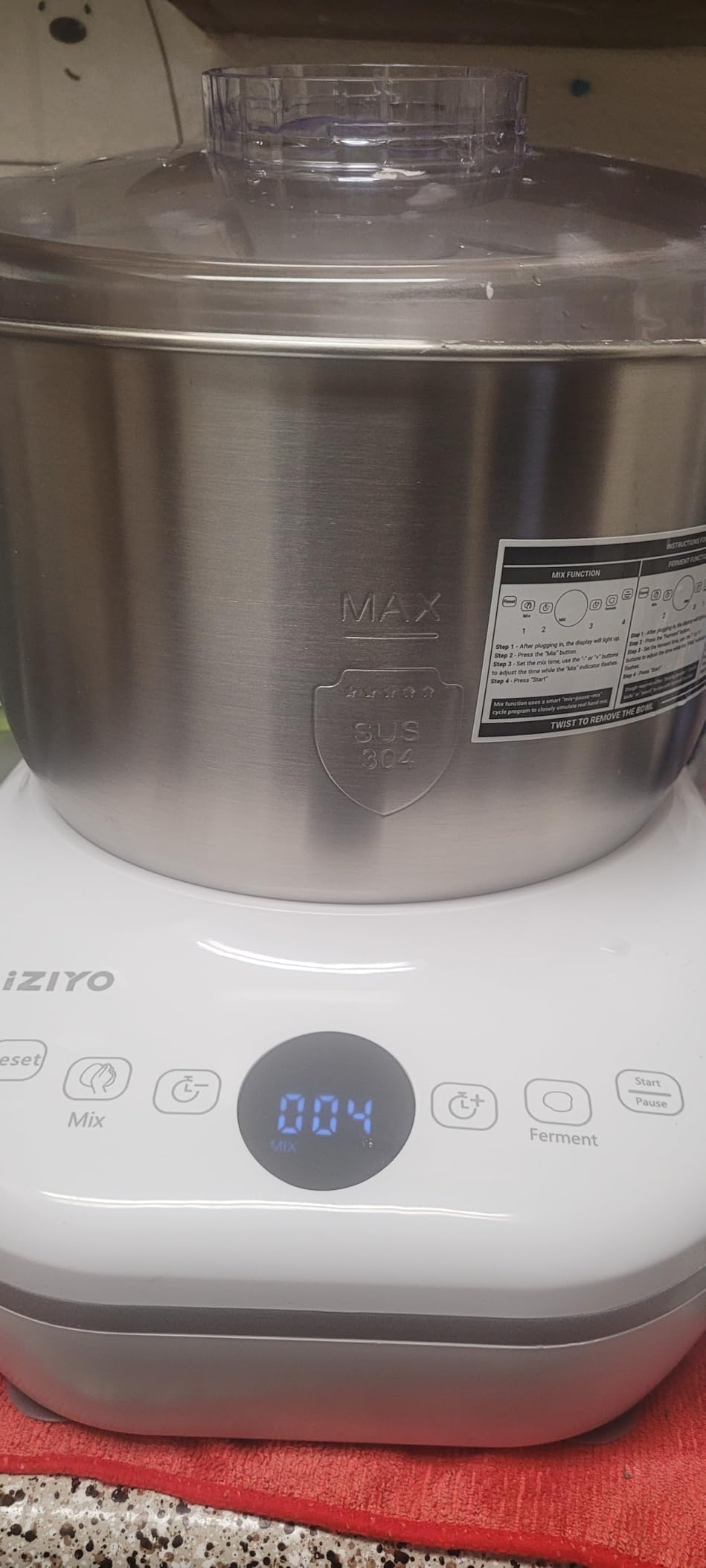 AIZIYO DoughChief, 7.4QT Dough Maker, Dough Mixer with Ferment Function, 304 Stainless Steel Bowl, Removeable lid, Face-up Touch Panel, Electric Dough Proofing Box for Pizza & Bread customer photo 1