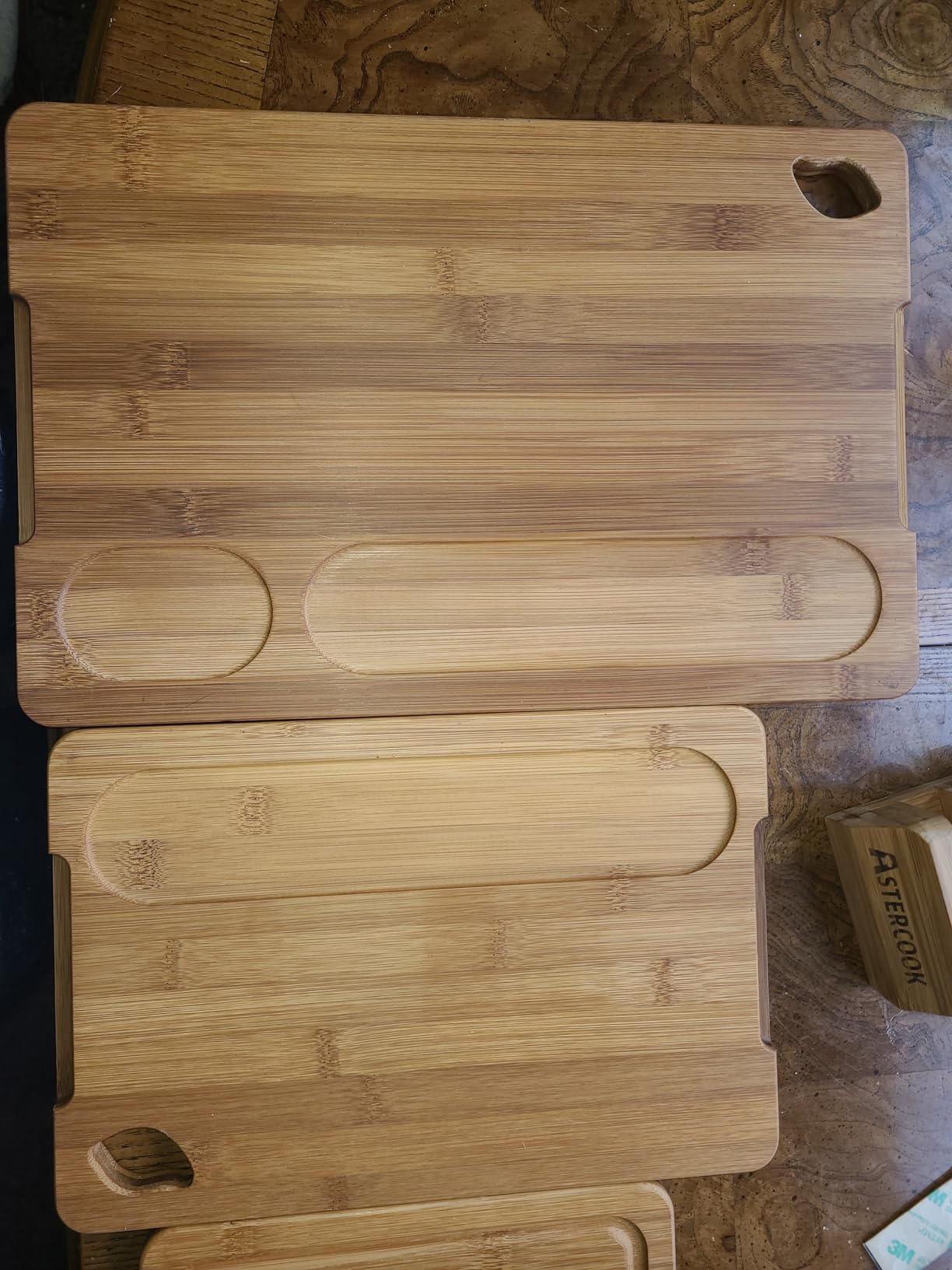 Astercook Deep-Carbonized Bamboo Cutting Boards for Kitchen with Wood Storage Stand, Reversible Charcuterie & Chopping Boards with Juice Grooves and Easy-Grip Handles, Mothers Day Gifts customer photo 2