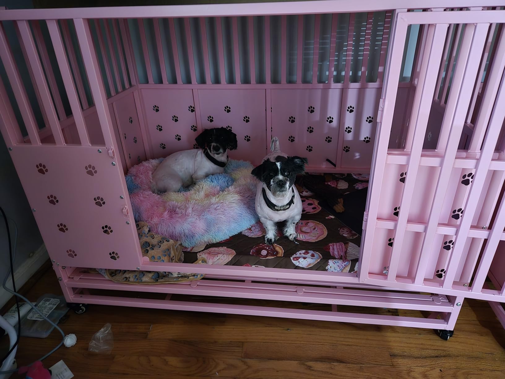 Cammoo 48'' Heavy Duty Dog Crate for Large Dogs, Upgraded Chew-Proof Panels, Comfort-Widened Floor Panel, Dog Kennel Indoor, Adjustable Internal Height, Easy-Access Wide Door, 4 Lockable Wheels customer photo 1