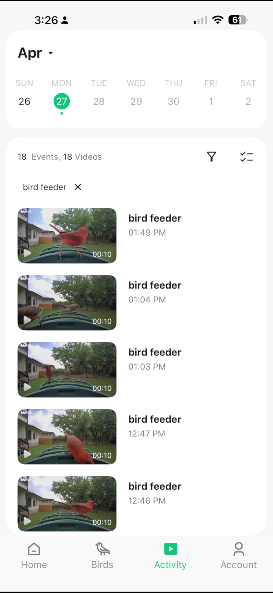 Kiwibit Solar Smart Bird Feeder with Camera, AI Bird Species Identification, 8MP Photos, 4K UHD Video Live Stream Wild Bird House Feeders customer photo 2