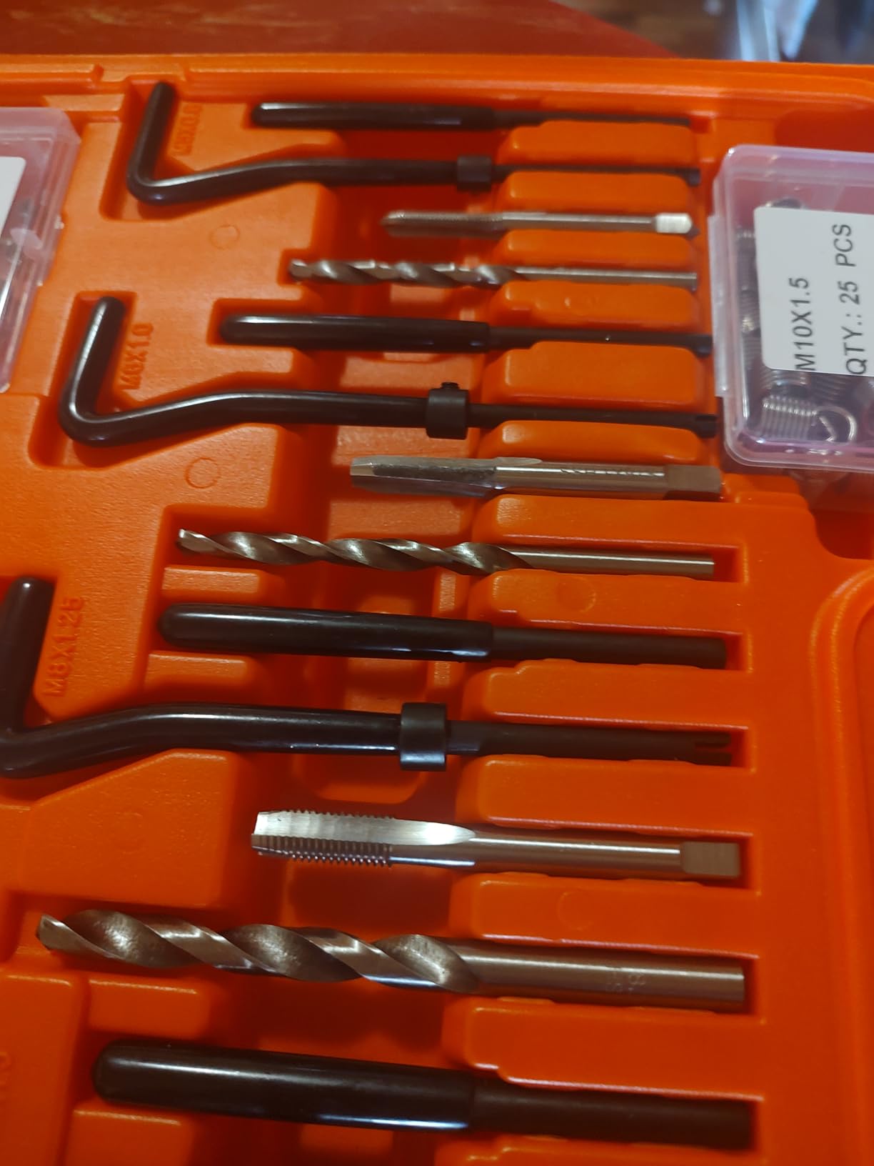 HORUSDY 348-Piece Thread Repair Kit, Metric & SAE Helicoil Set with HSS Drill Bits, Thread Inserts, Taps & Installation Tools customer photo 2