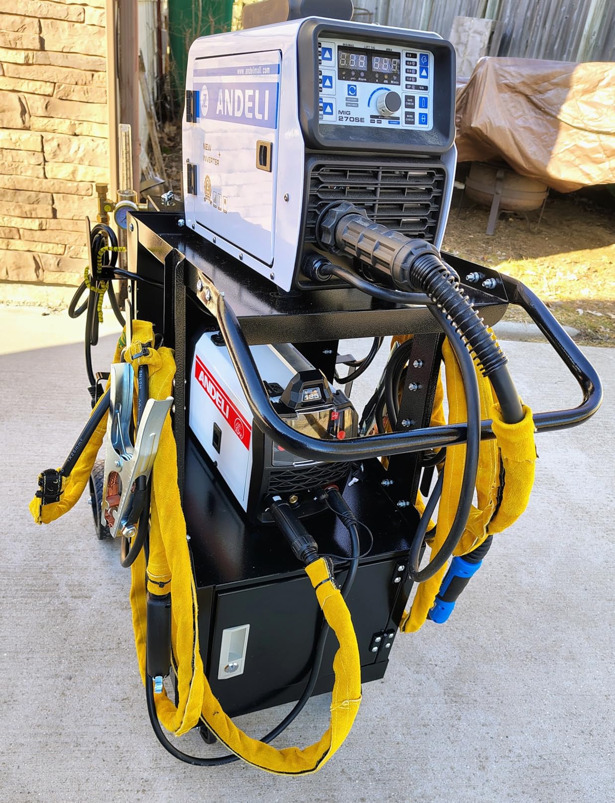 Heavy Duty Welding Cart for MIG Welder & Plasma Cutter，3 Tier Welding Cart with Large Capacity Lockable Cabinet, 360° Swivel Wheels, Cable Hook，Static Load Capacity 220 LBS customer photo 1