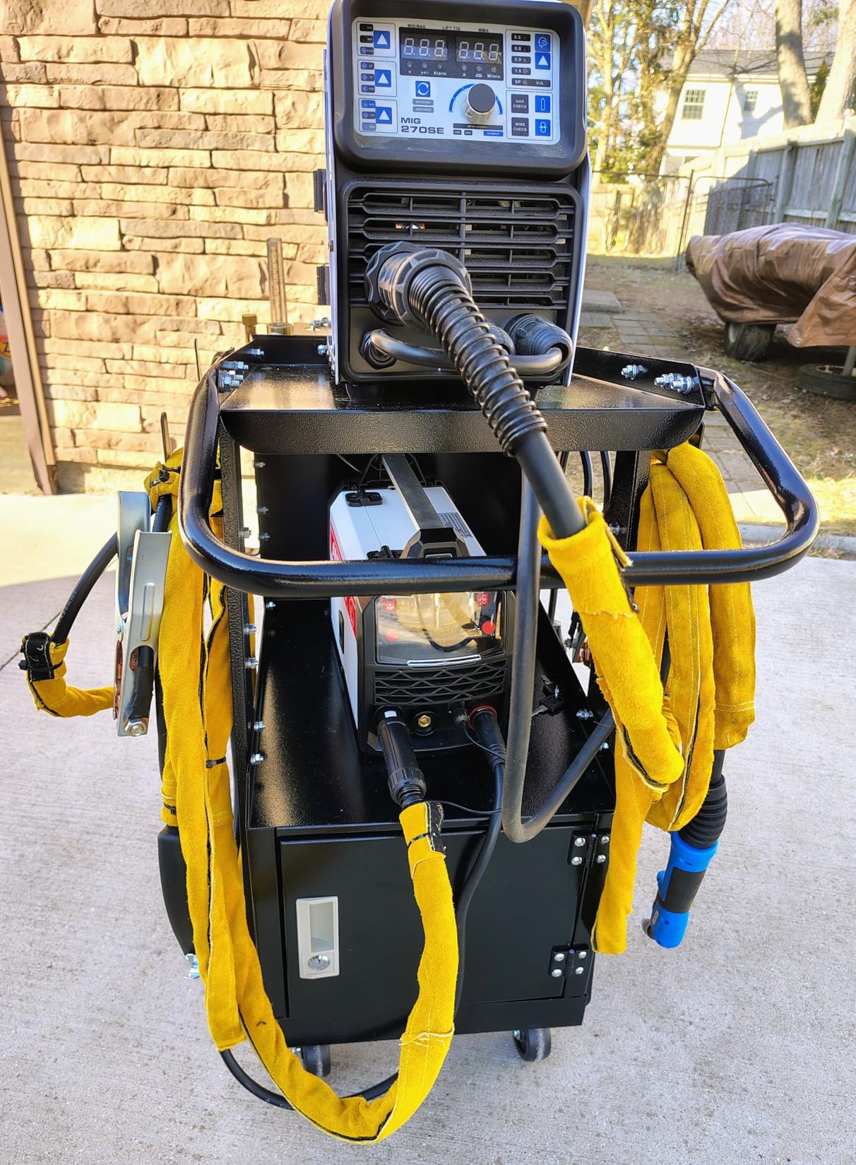 Heavy Duty Welding Cart for MIG Welder & Plasma Cutter，3 Tier Welding Cart with Large Capacity Lockable Cabinet, 360° Swivel Wheels, Cable Hook，Static Load Capacity 220 LBS customer photo 2